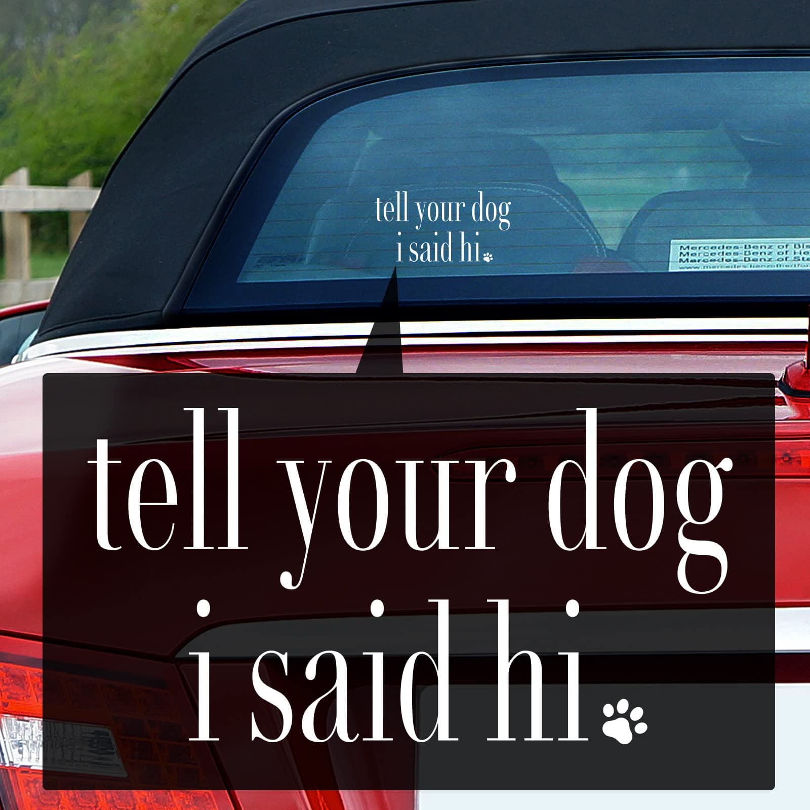 7'' Tell Your Dog I Said Hi Car Decal - 2 Pack Weatherproof Tell Your Dog I Said Hi Stickers, Funny Car Window Decals Bumper Sticker (White)