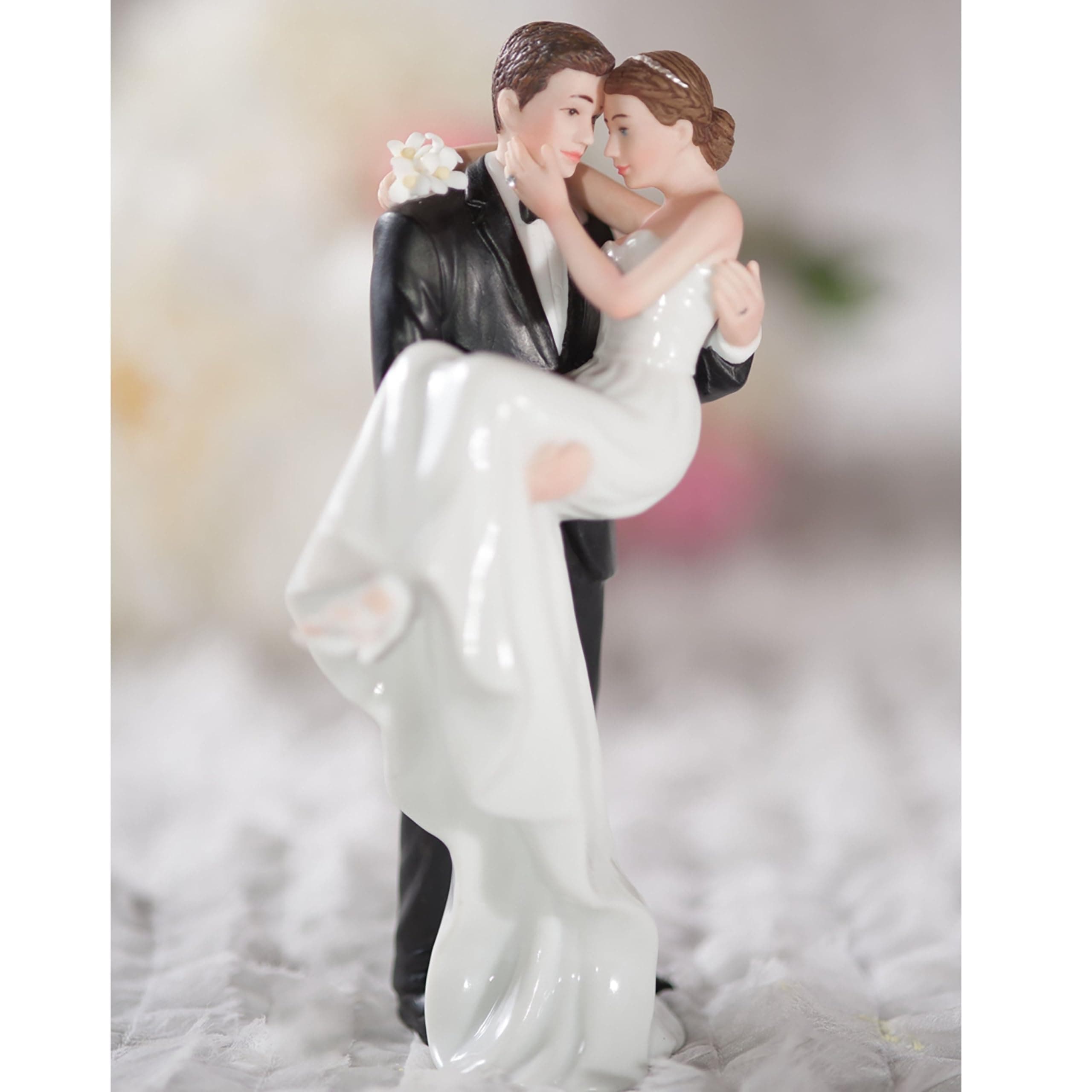 Wedding Collectibles Personalized Groom Holding Bride Traditional Cake Topper Figurine: Custom Hair Color Available