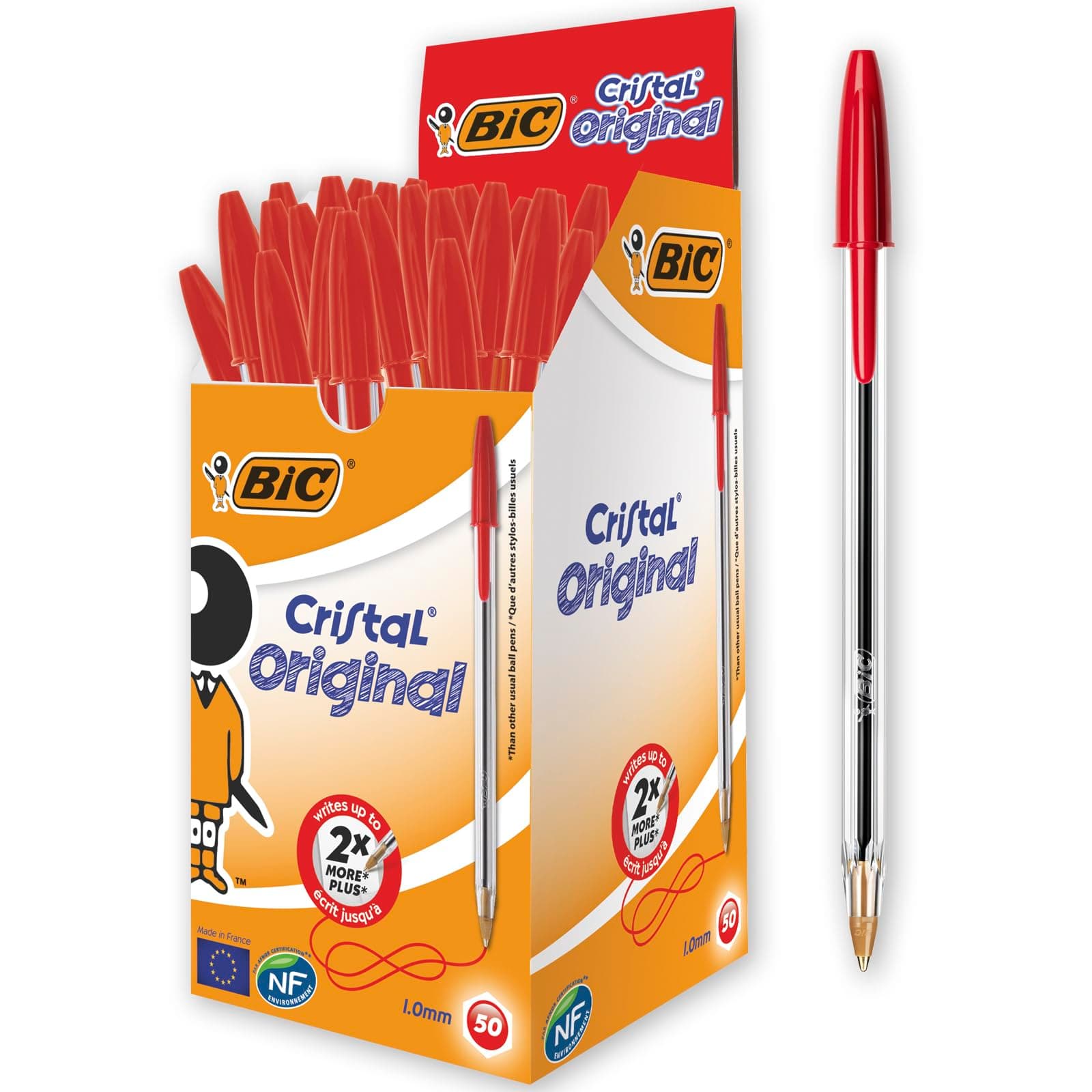 Cristal ® ® BIC Cristal Medium, 0.4 MM, red' pack of 50 (red)