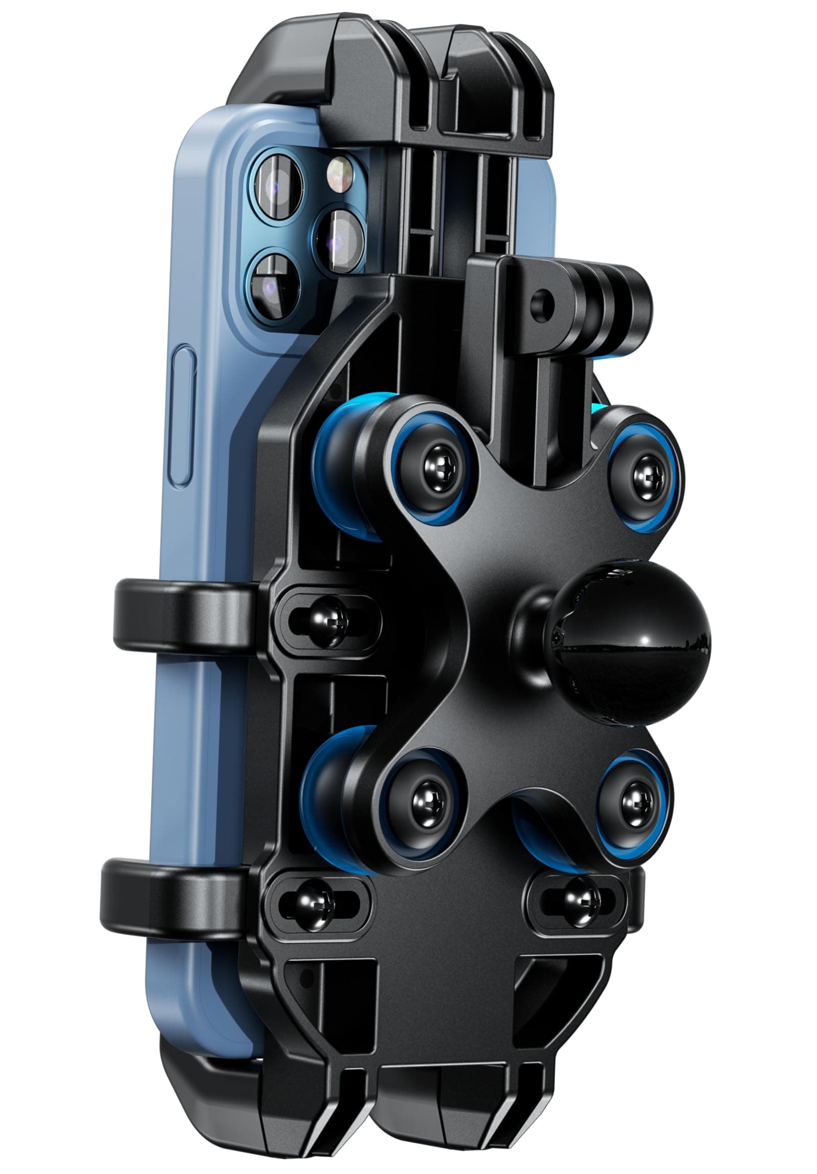 BRCOVAN 1'' Ball Phone Mount Holder with Vibration Dampener, Compatible with RAM Mounts B Size Double Socket Arm, Adjustable Heavy Duty for Bike Motorcycle Scooter ATV UTV, Fit 5.4-6.9'' Cellphone