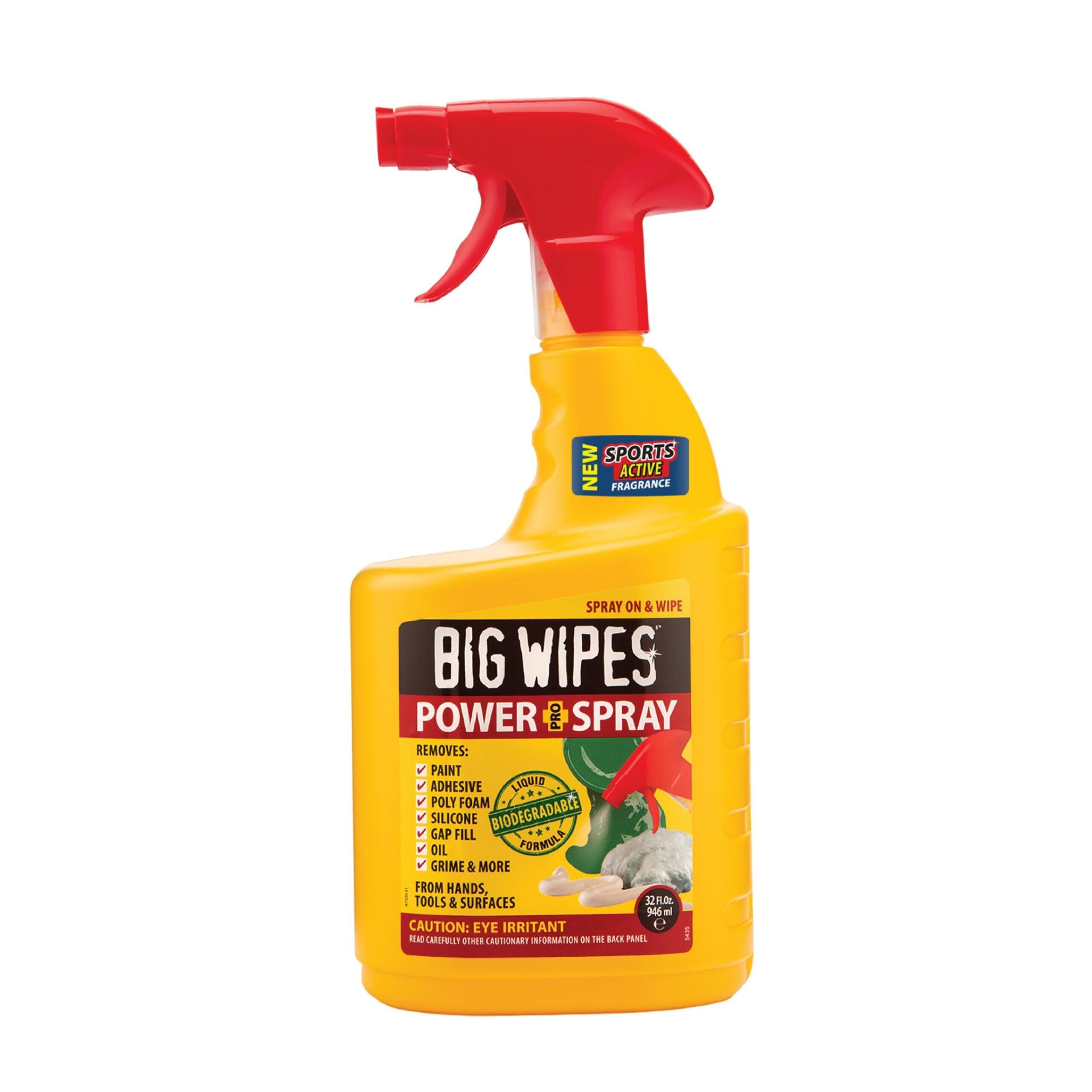 Big Wipes Power Spray Heavy Duty Cleaning Solution for Tough Grime, Garage, Shop, and Professional Jobsite Use - 32 Ounces (1 Pack)
