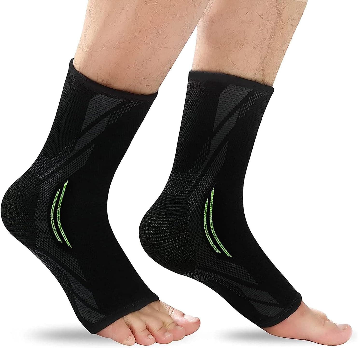 Xspring Ankle Brace Compression, 1 Pair Adjustable Ankle Compression Sleeves, Strong Ankle Wrap Sports Protection, Compression Ankle Support for Swollen, Sprained Ankles and Plantar Fasciitis