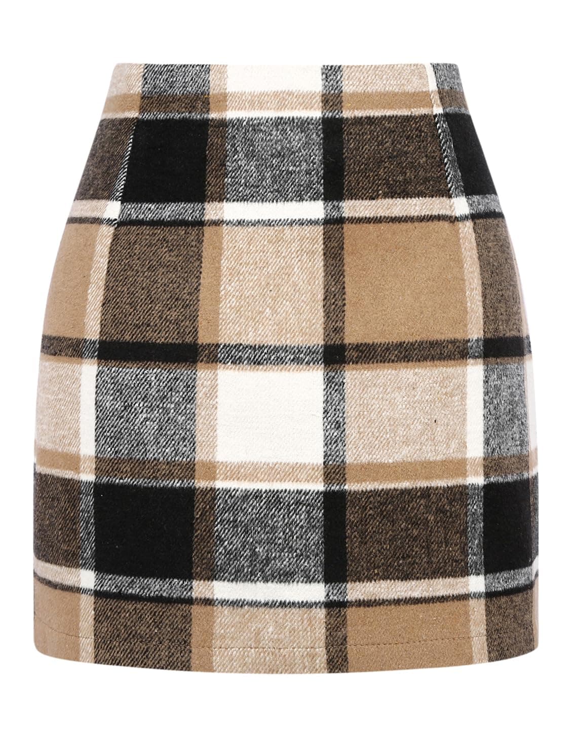 Womens High Waist Plaid Skirt Bodycon Pencil Wool Mini Skirts