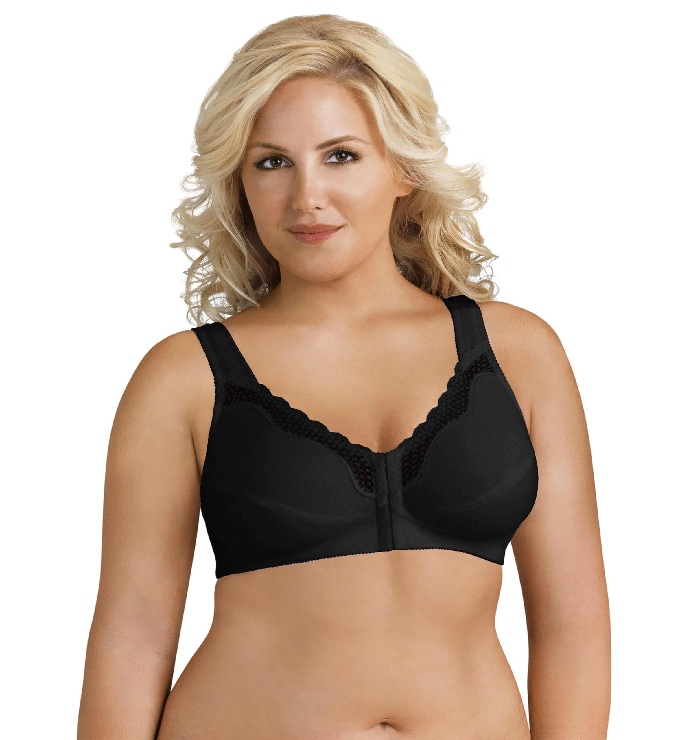 5100531 Women's Fully Wireless Cotton Back & Posture Support Bra with Front Closure & Lace