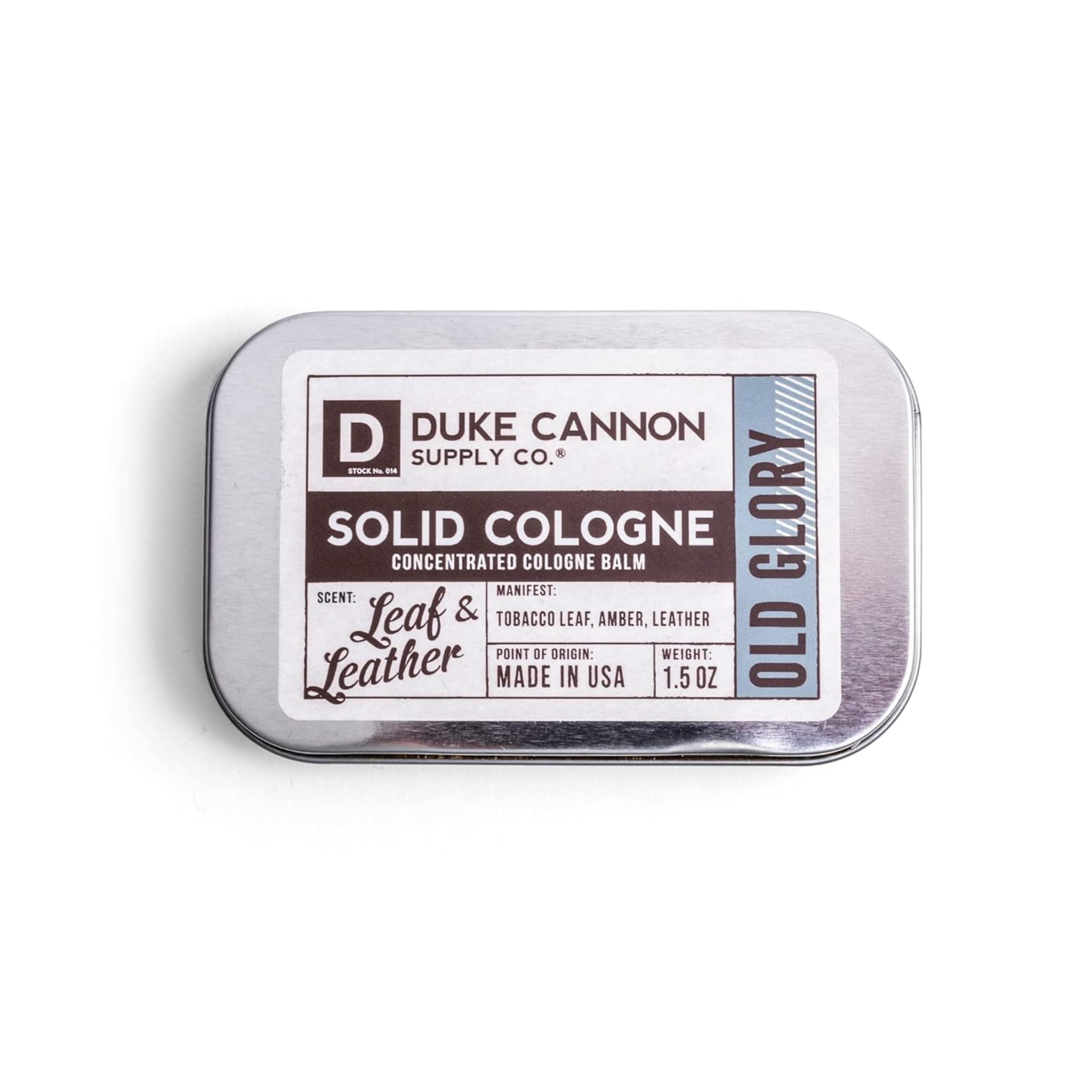 Duke Cannon Supply Co. Men's Solid Cologne, Old Glory (Leaf & Leather Scent), 1.5 Fl Oz, Pleasant (DUK-COL-OLDGLORY-LEAF)