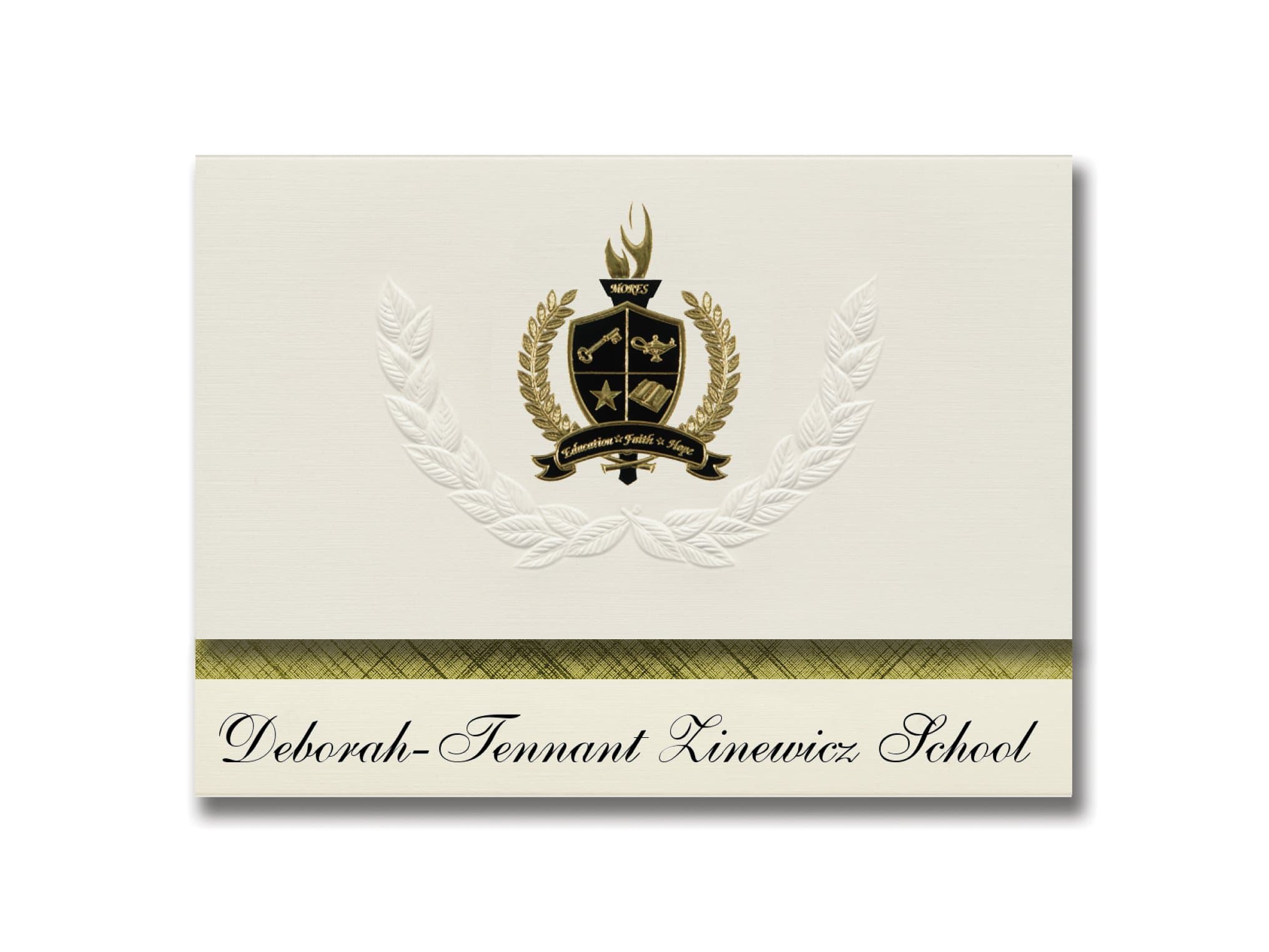 Signature Announcements Deborah-Tennant Zinewicz School (Norwich, CT) Graduation Announcements, Presidential style, Basic package of 25 with Gold & Black Metallic Foil seal