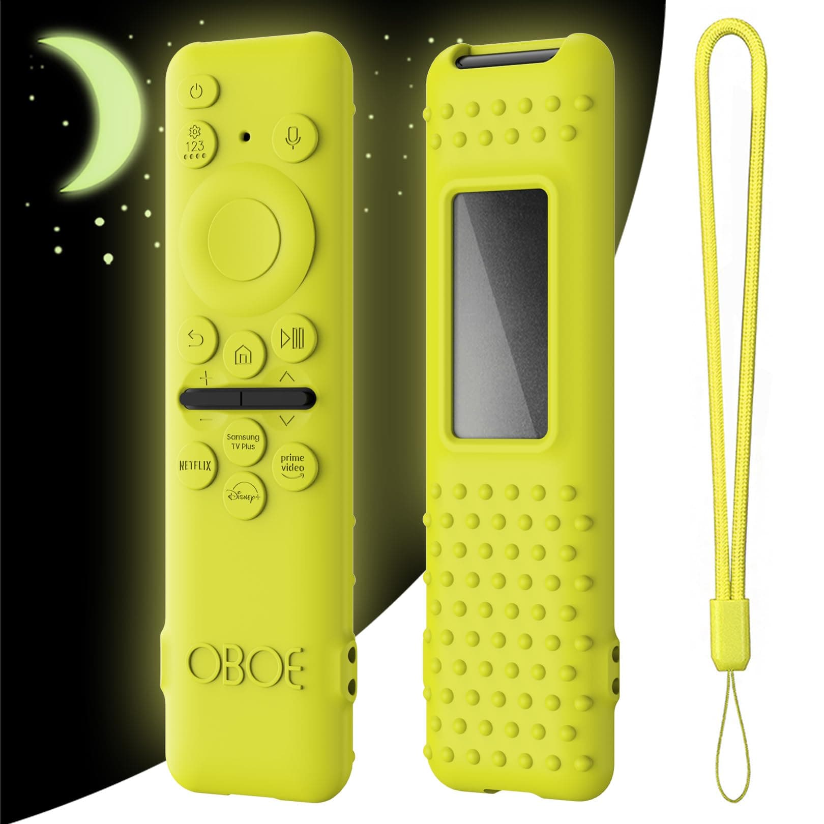 Oboe Silicone Tv Remote Cover Compatible with Samsung Smart Tv Remote 2023 Model TM-2360 E Remote Protective Key Cover Case with Lanyard (D-Glow in Dark Green) [Remote NOT Included]