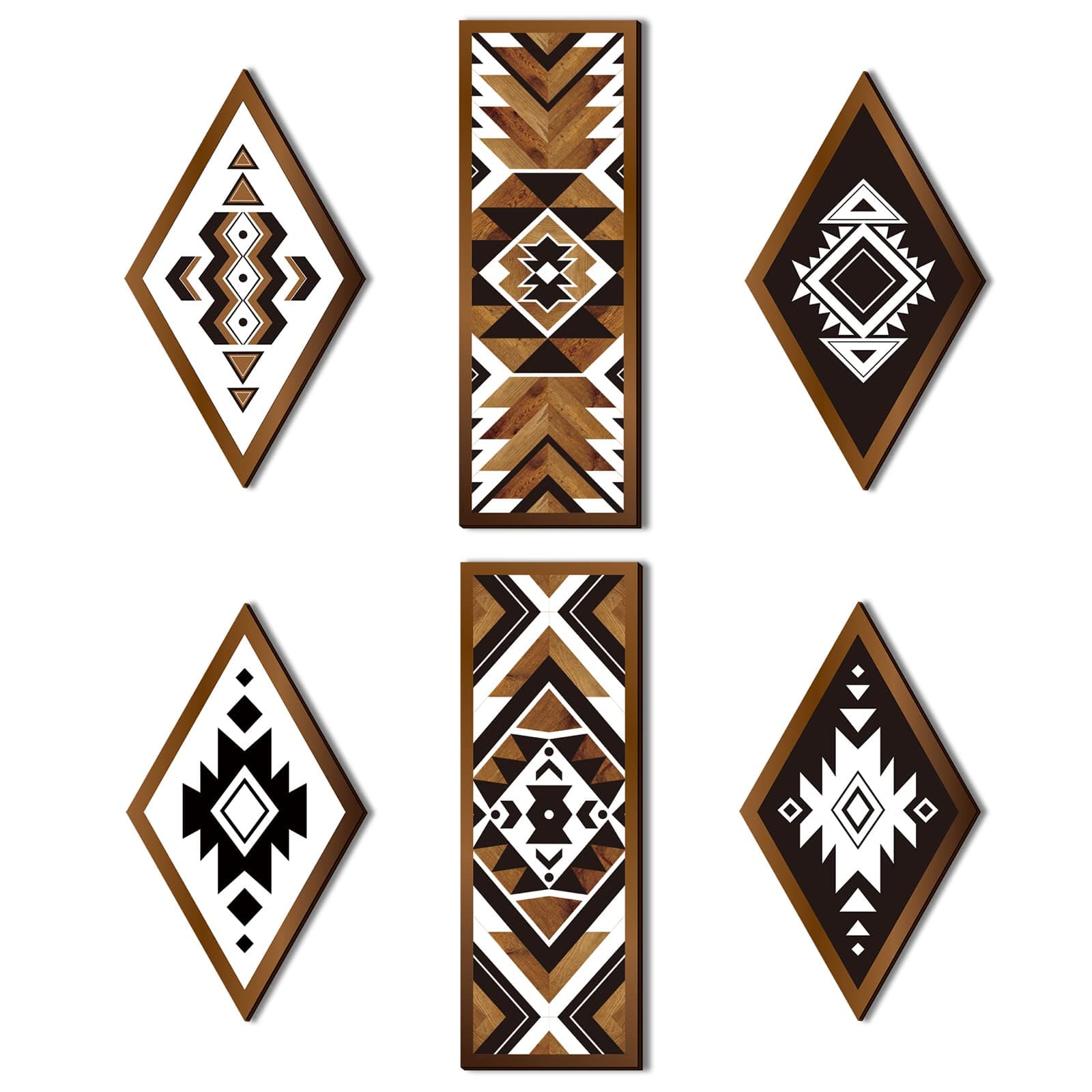 Tatuo 6 Pcs Western Aztec Home Wall Decor Farmhouse Southwest Frame Wall Hanging Boho Modern Abstract Art Prints Wooden Decorations for Bedroom Bathroom Apartment Mexican Decor