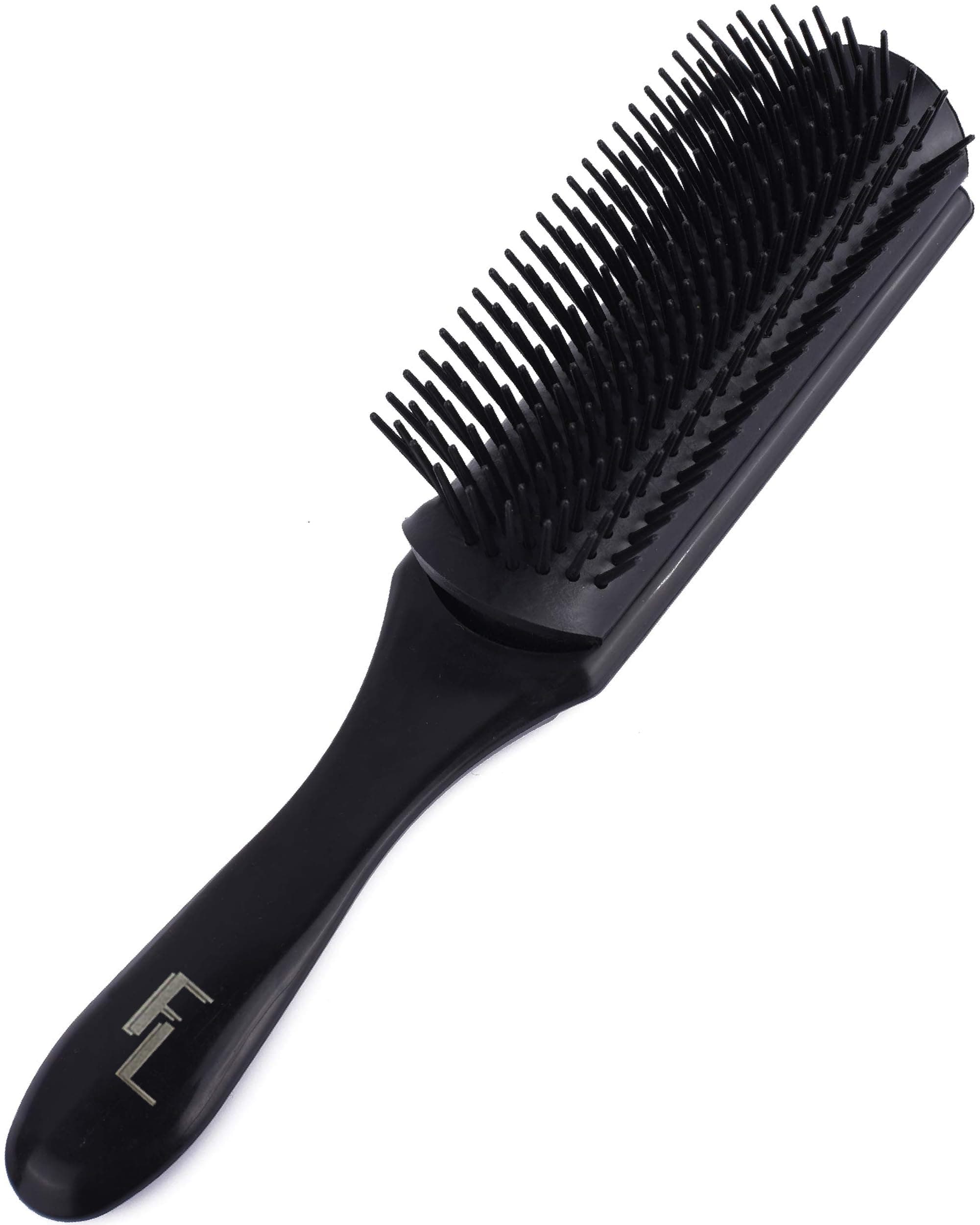 Fine Lines 9 Row Mens Hair Brush for Men & Boys – Firm Nylon Pin Styling Hair Brush for Curly & Thick Hair – Cushion Detangler for Men’s Hair, Wigs & Extensions – Removable Pad, Easy to Clean