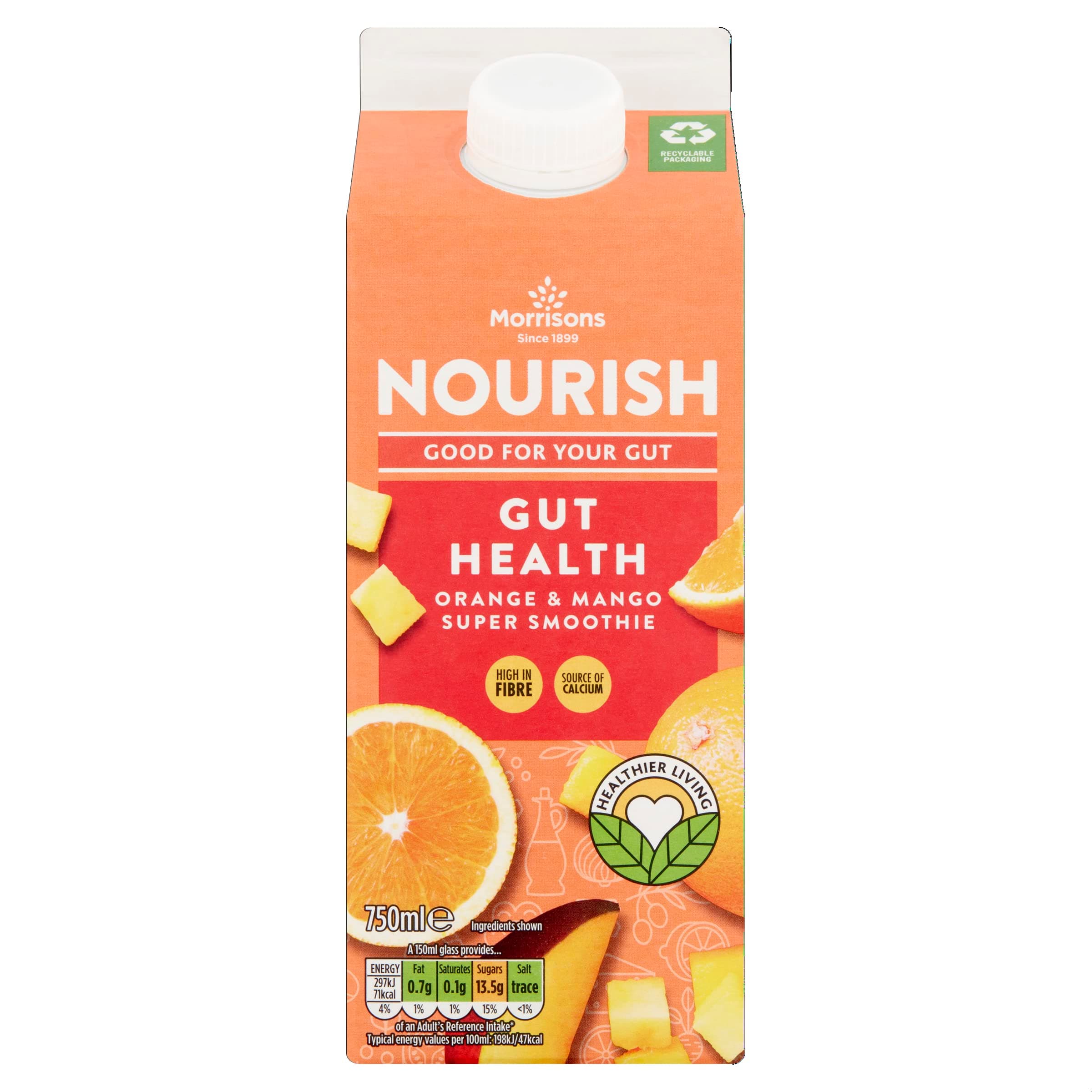 Morrisons Nourish Gut Orange Mango Smoothie, 750ml