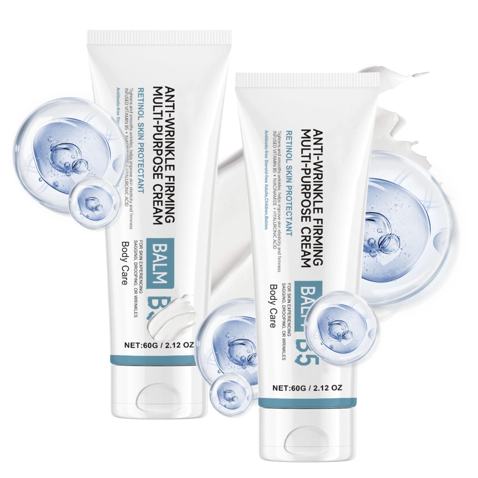 Repair Balm B5 Face Cream - Vitamin B5 Day Cream - Anti Redness Moisturiser Cream - Skin Tightening Body,Face Moisturiser - Anti Wrinkle Body Lotion for Acne & Repair Damage Skin 2pcs