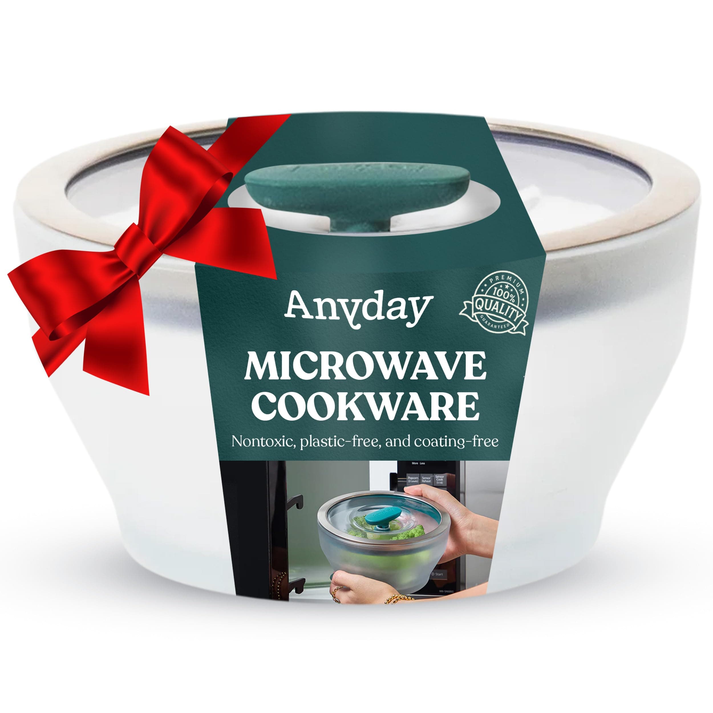 Anyday Microwave Cookware | Safe Containers and Cooking Bowls | Mixing Bowl With Lid | Borosilicate Glass Containers With Lid, 20cm/1.9L, Transparent
