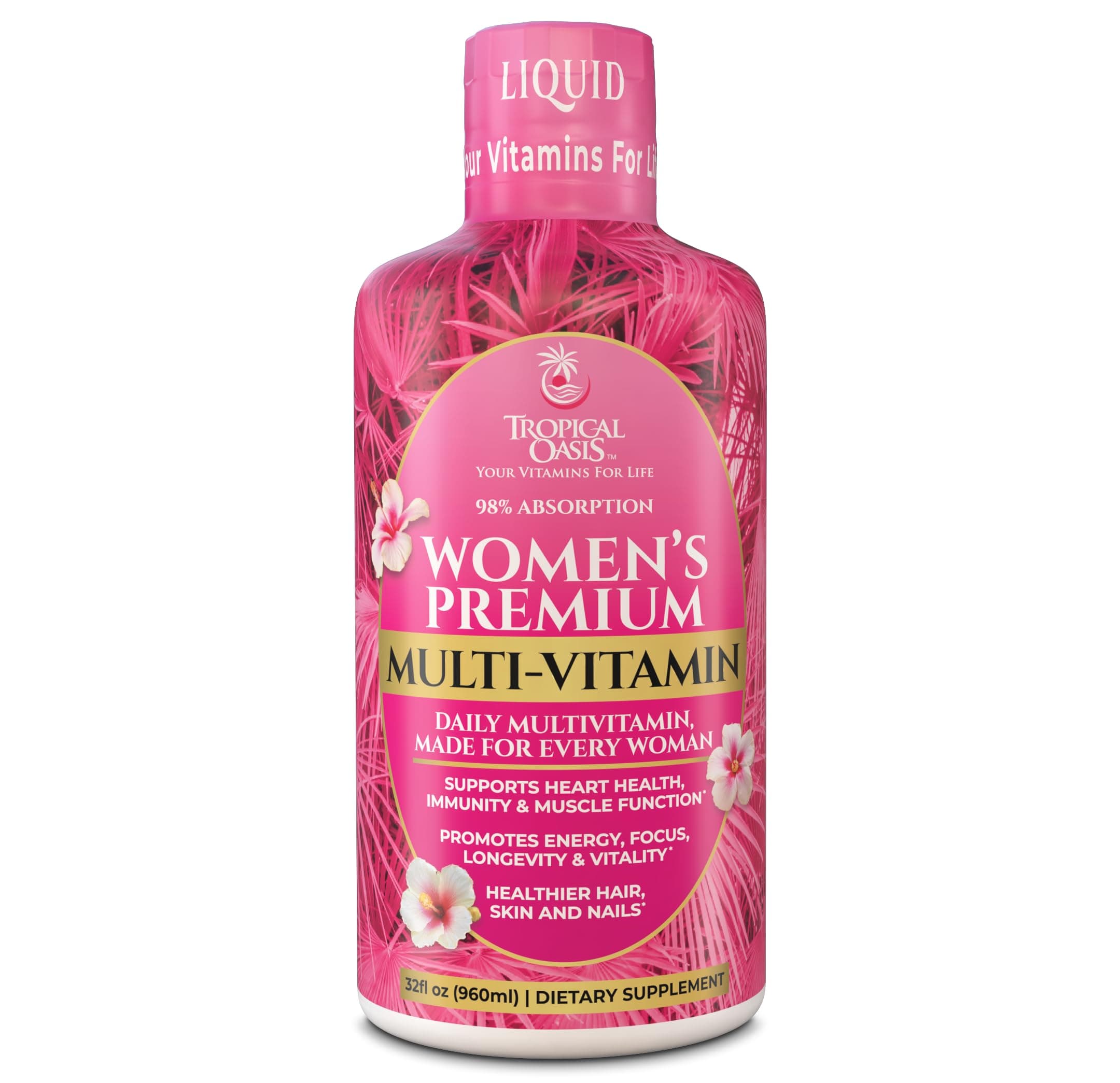 Premium Liquid Multivitamin for Women | Sugar Free Women’s Multivitamin | 100+ Vitamins, Minerals & Herbs Promote Anti-Aging, Heart, Brain & Bone Health |98% Absorption Rate | Non-GMO | 32 Serv