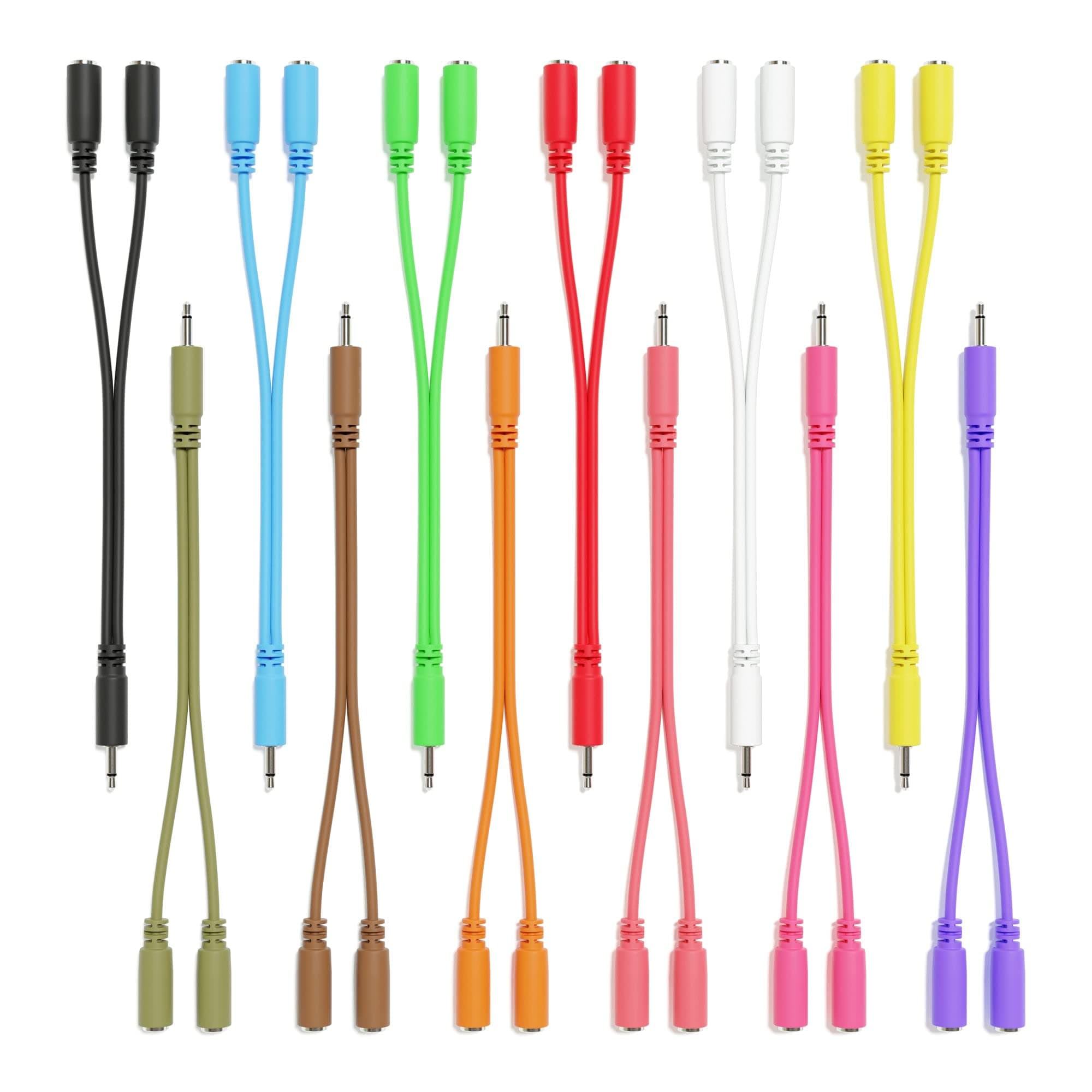 12-Pack - Mono Splitter Y Patch Cables - TS 3.5mm 1/8" Eurorack Synth Synthesizer