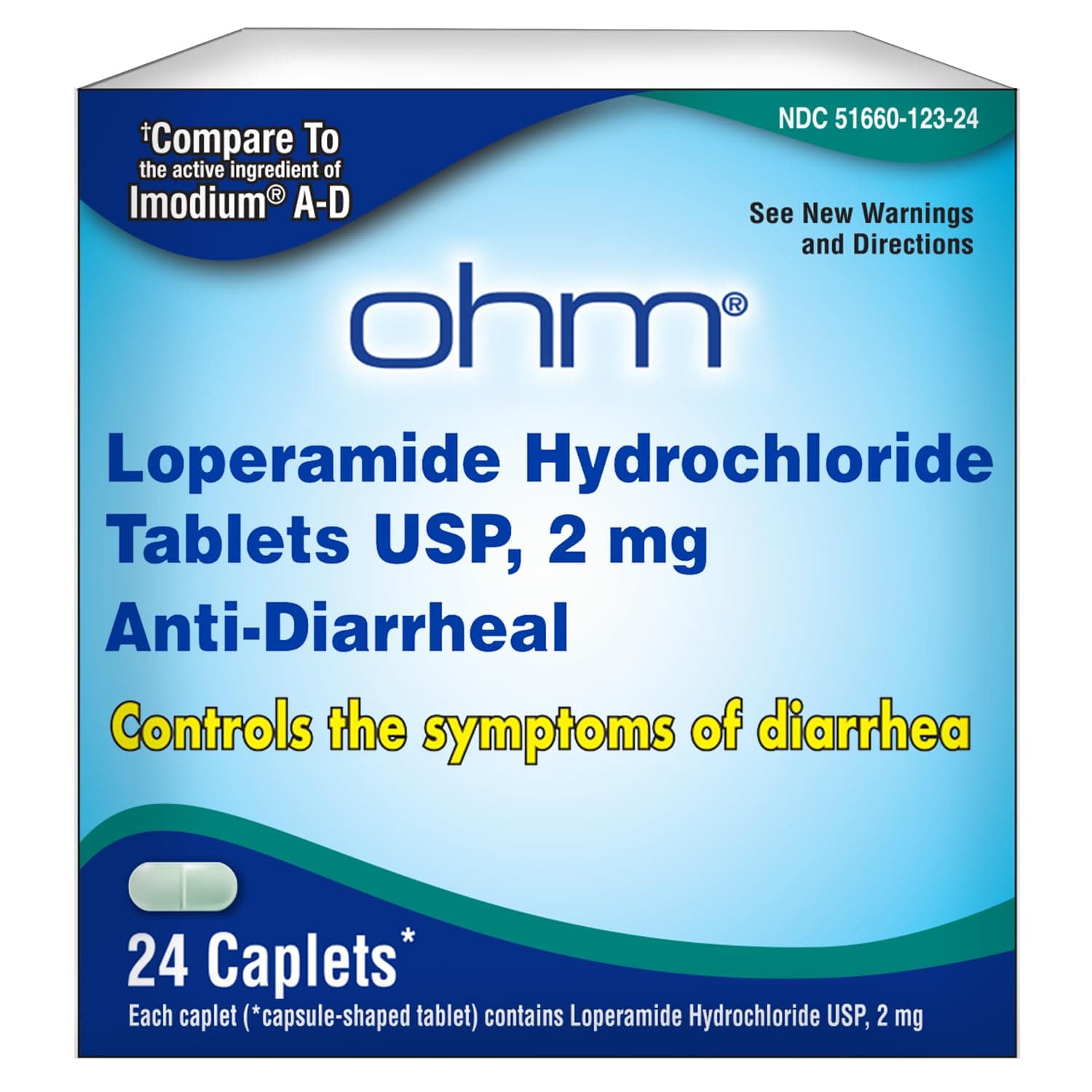 Loperamide Hydrochloride caplets, 2 mg, Anti-Diarrheal, 24 Count