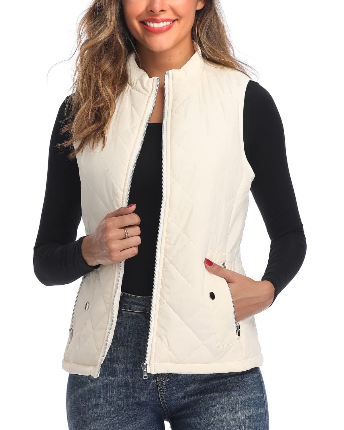 LONGKINGWomen's Vest, Stand Collar Lightweight Zip Quilted Vest for WomenOEKO-TEX STANDARD 100