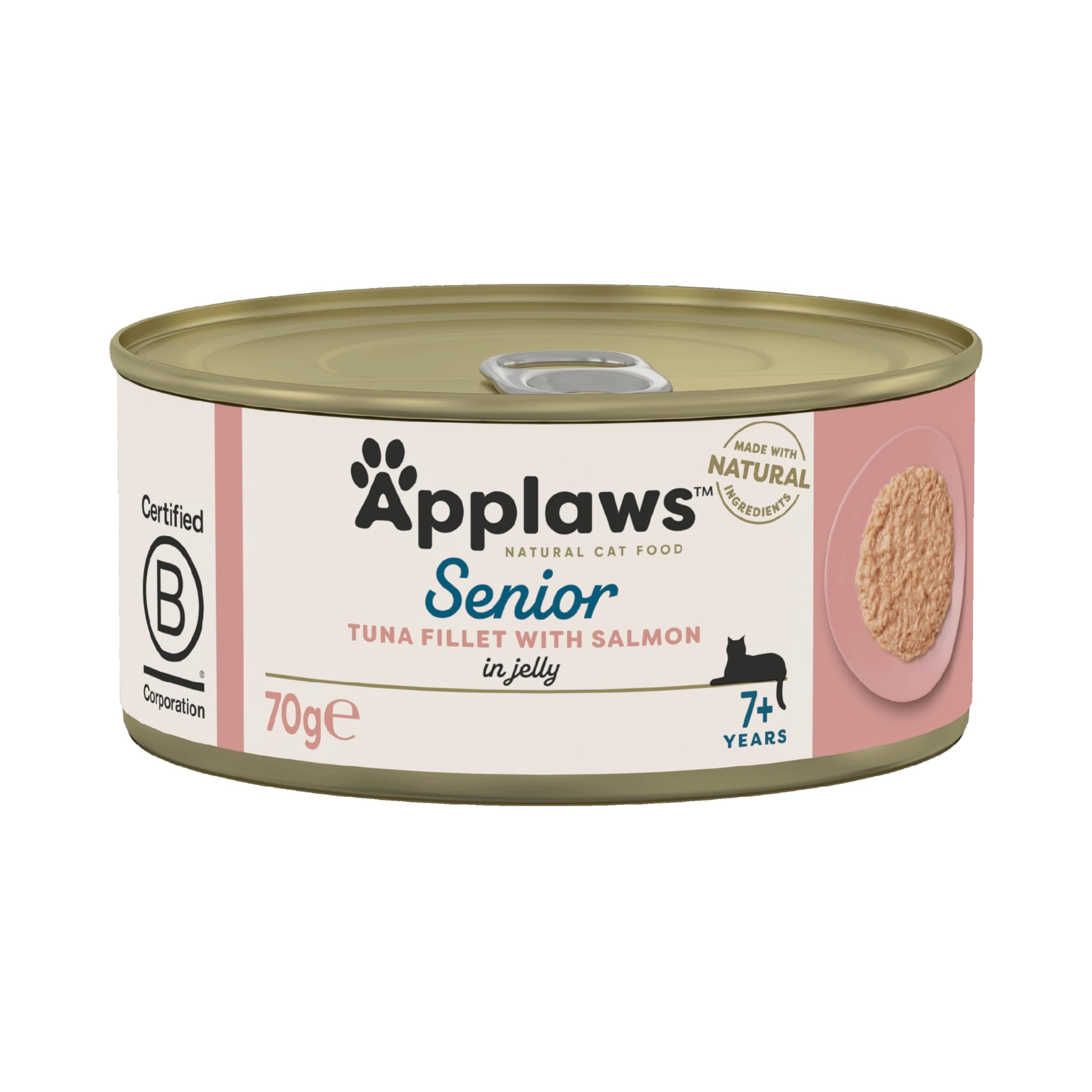 Natural Senior Wet Cat Food,Tuna with Salmon in a Soft Mousse Jelly 70g Tin (Pack of 24 x 70g Tins)