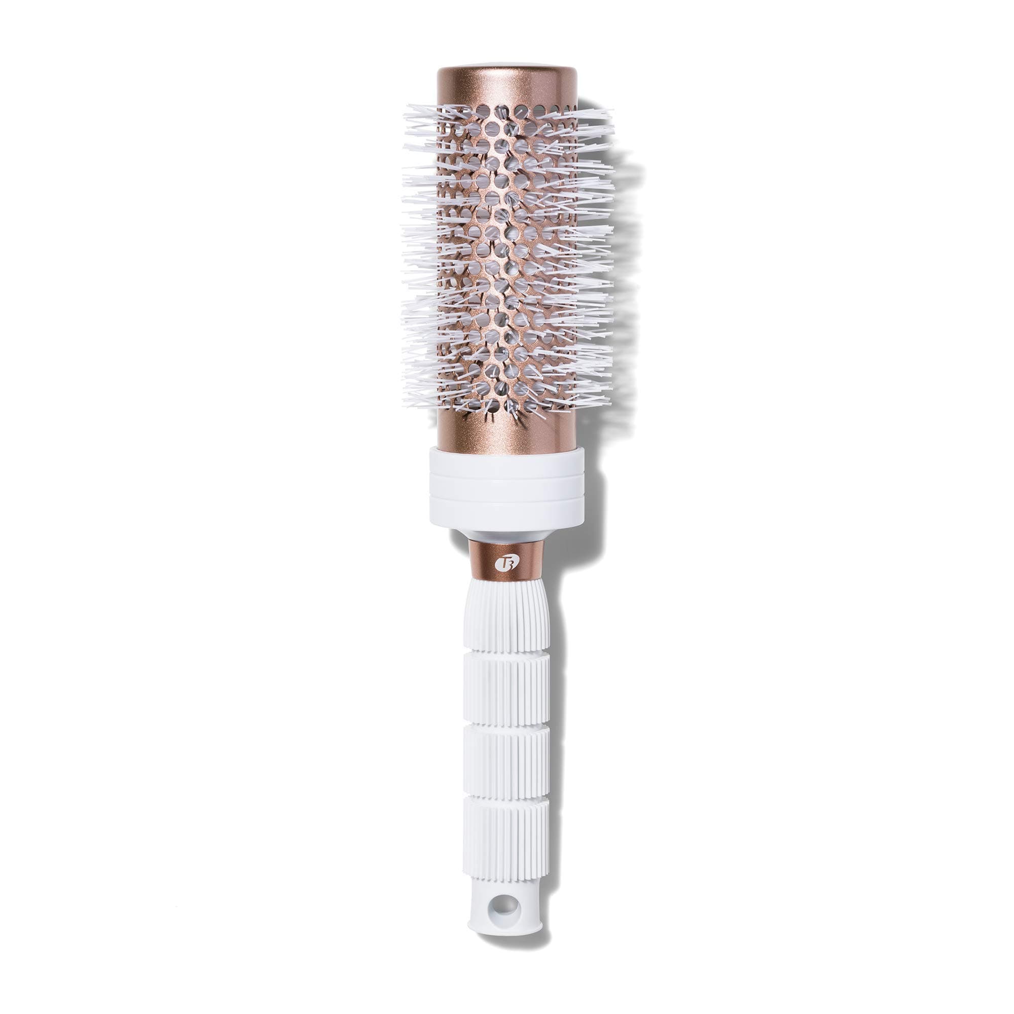 T3 Volume Round Hair Brush CeramicCoated Barrel Vented for Blow Drying Heat Resistant Bristles, White/Rose Gold