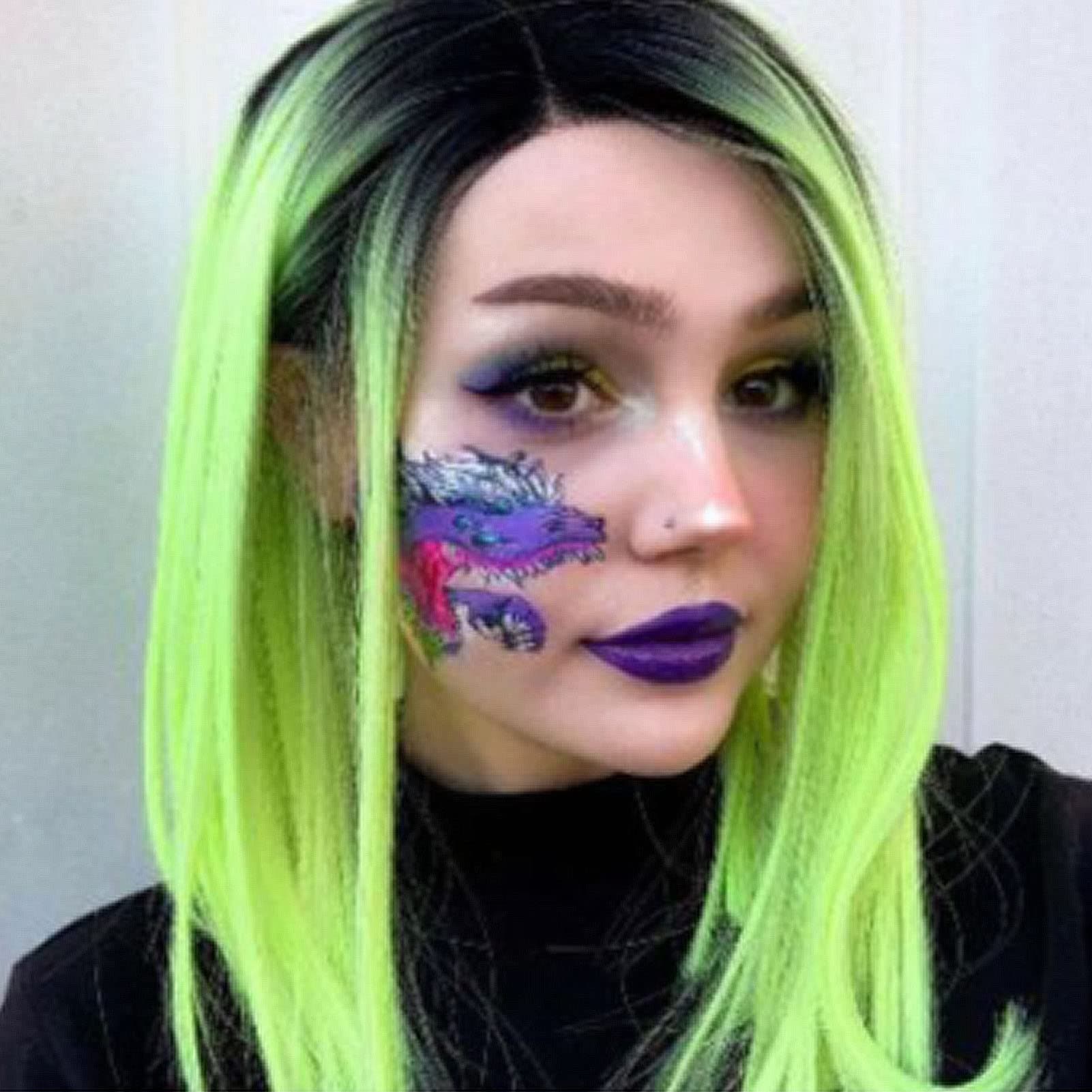 Pastel Green Short Bob Wig for Women Dark Roots to Mint Green Lace Front Wigs Ombre Fluorescence Green Synthetic Wig Heat Resistant Fiber Hair Costume Halloween Party Daily 14 Inches