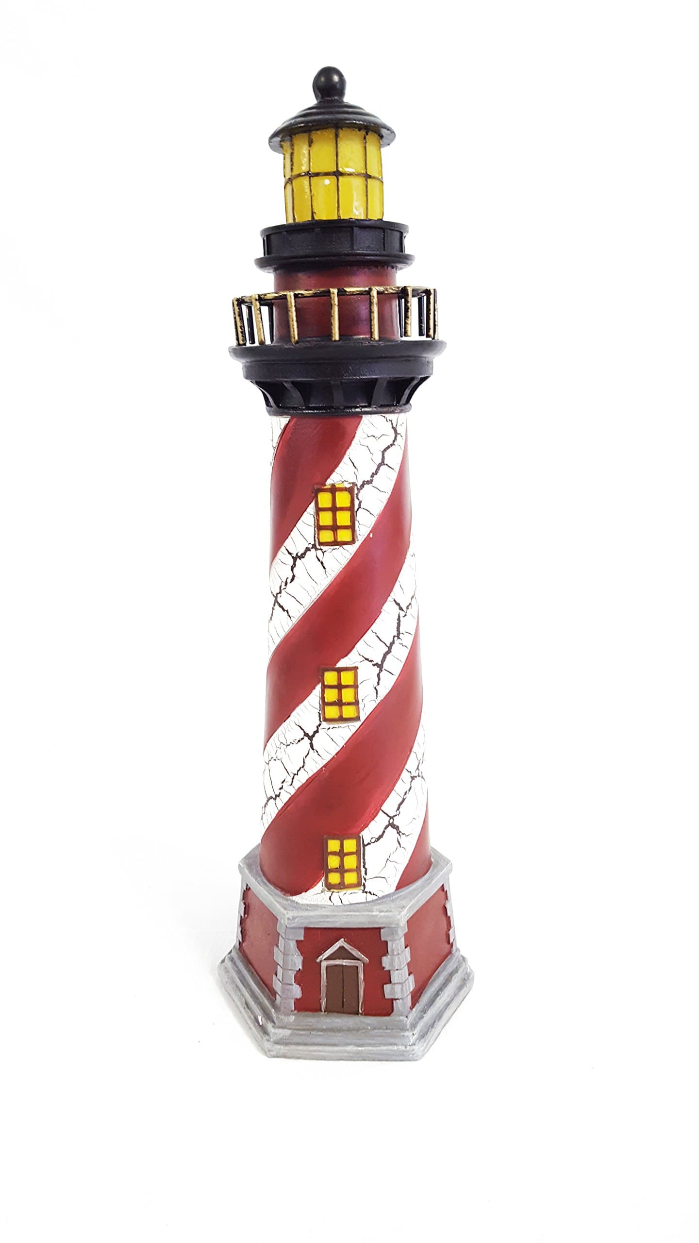 Red & White Resin Lighthouse with Light