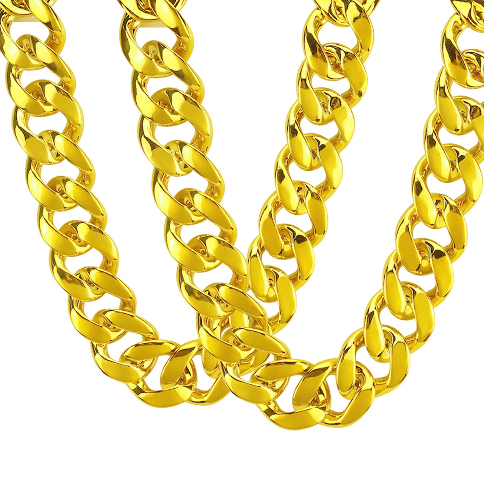 Riuziyi 2Pack Big Chunky Plastic Hip Hop Chain for Men, Fake Gold Silver Turn...