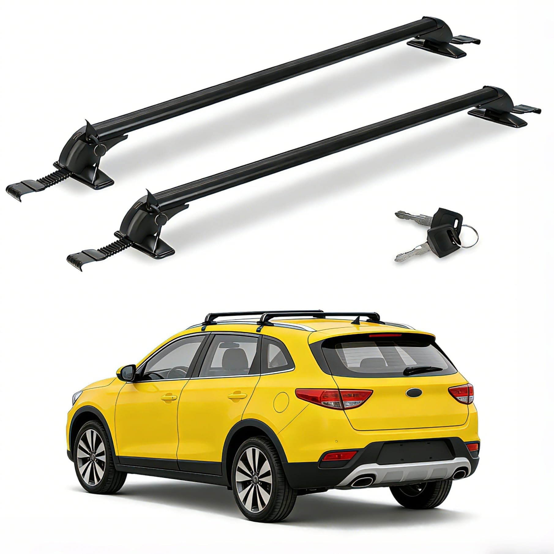 Car Roof Rack Cross Bar with Anti-Theft Lock Adjustable Window Frame for Bike Kayak Cargo Luggage, Distance Between The Rain Gutters is 42.91in to 44.88in(2PCS)