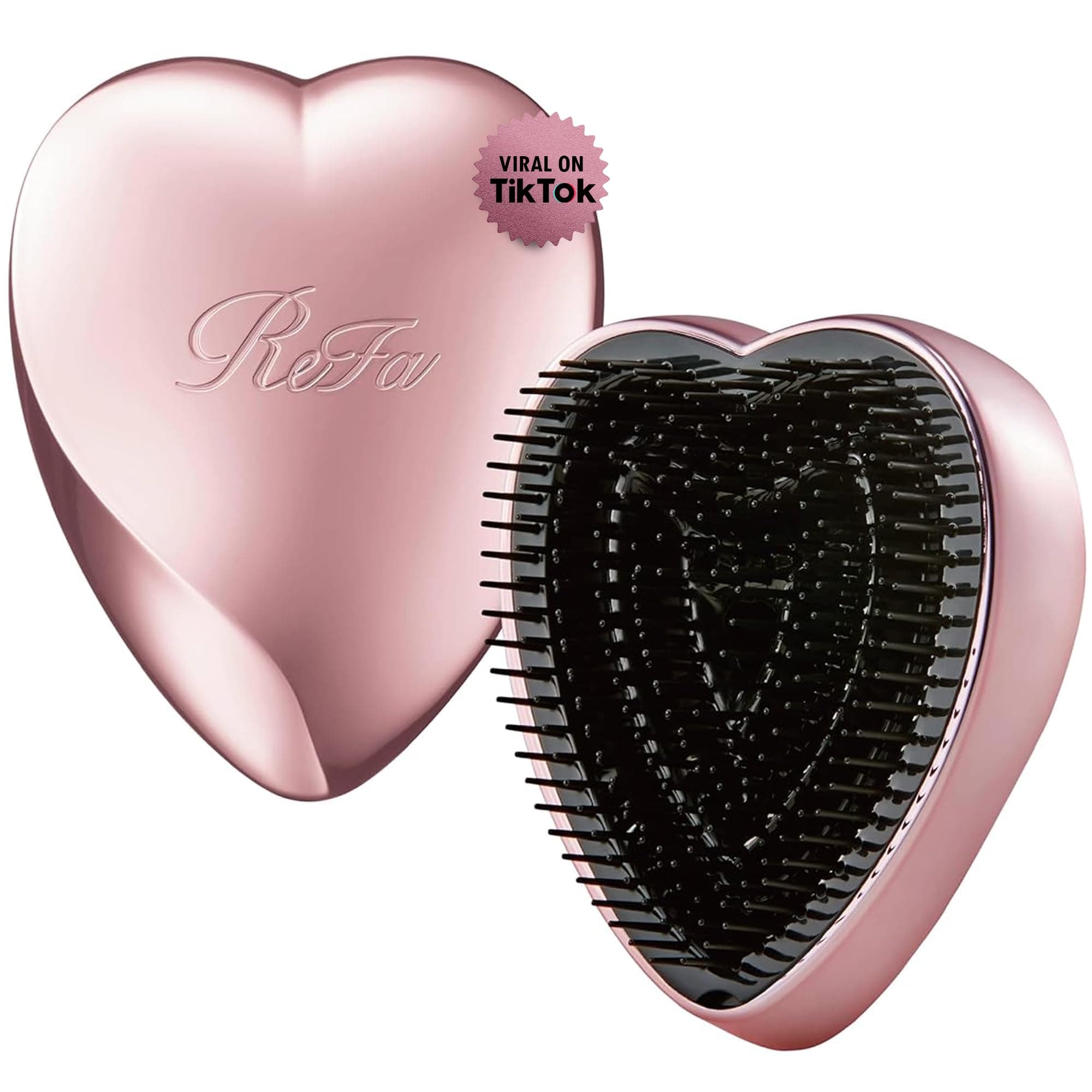 ReFa HEART BRUSH ROSE GOLD | Heart Shaped Detangling Brush for Women & Men | Effortless Hair Detangling & Scalp Massage | Portable Travel Hair Brush for All Hair Types
