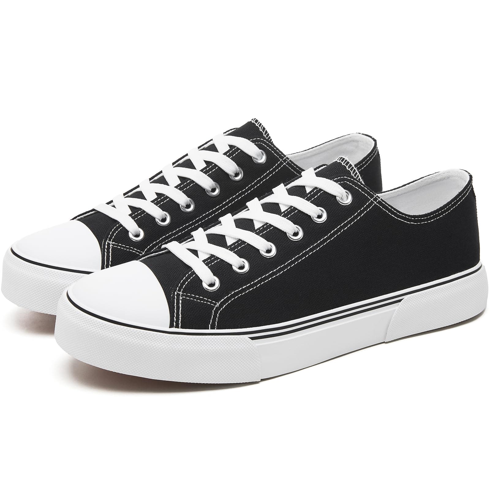 Men Canvas Low top Shoes Classic Casual Sneakers Black and White Fashion Shoes