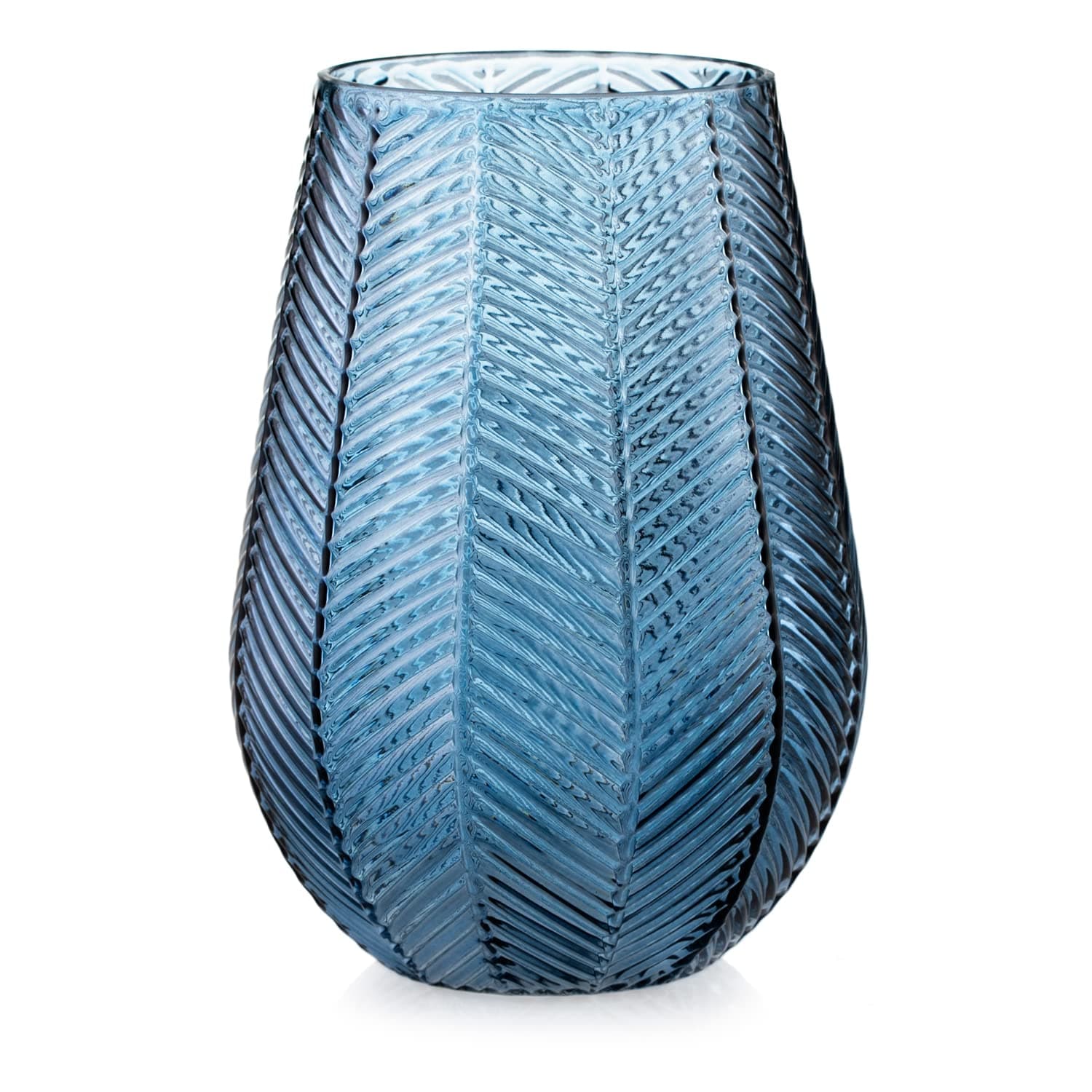 AmeliaHome Vase, 18.5 x 25.5 cm, Decorative vase, Table vase, Made of Glass, Decoration, Vitoria Dark Blue