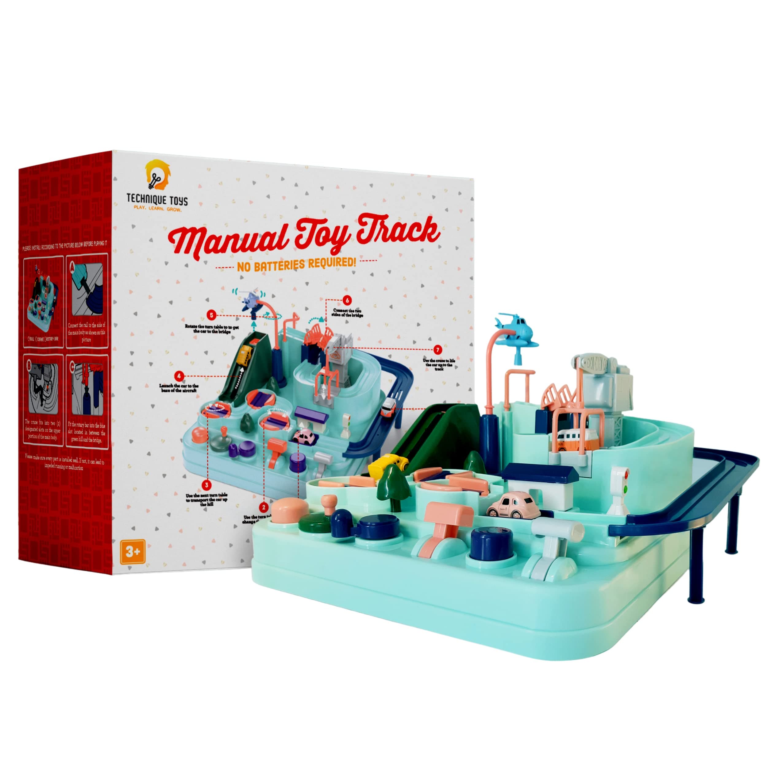 Car Adventure Toy - Manual Toy Track - Toy Car Tracks for Toddlers - Race Track for Boys and Girls - Interactive Racing Kids Toy