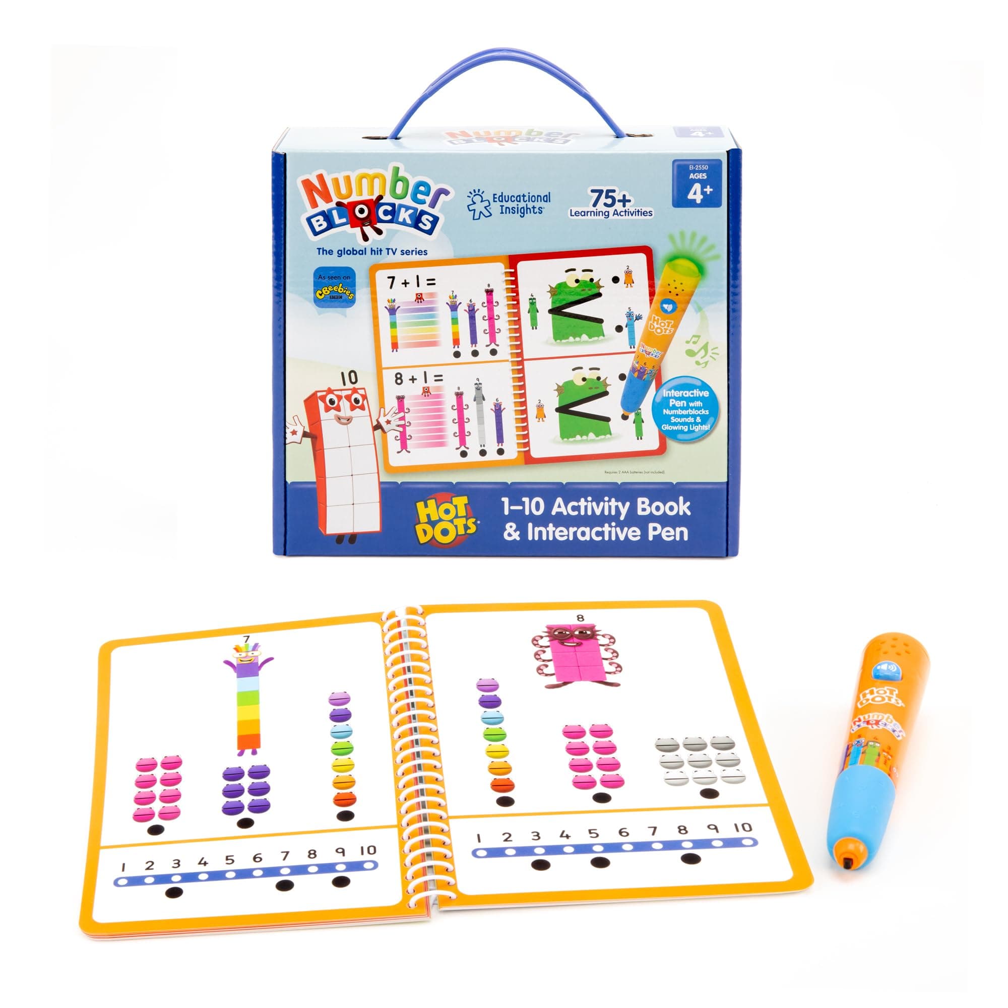 Learning Resources Hot Dots Numberblocks 1–10 Activity Book & Interactive Pen, Ages 4+, Numberblocks Gifts, 75+ Maths Activities, Gifts For Kids
