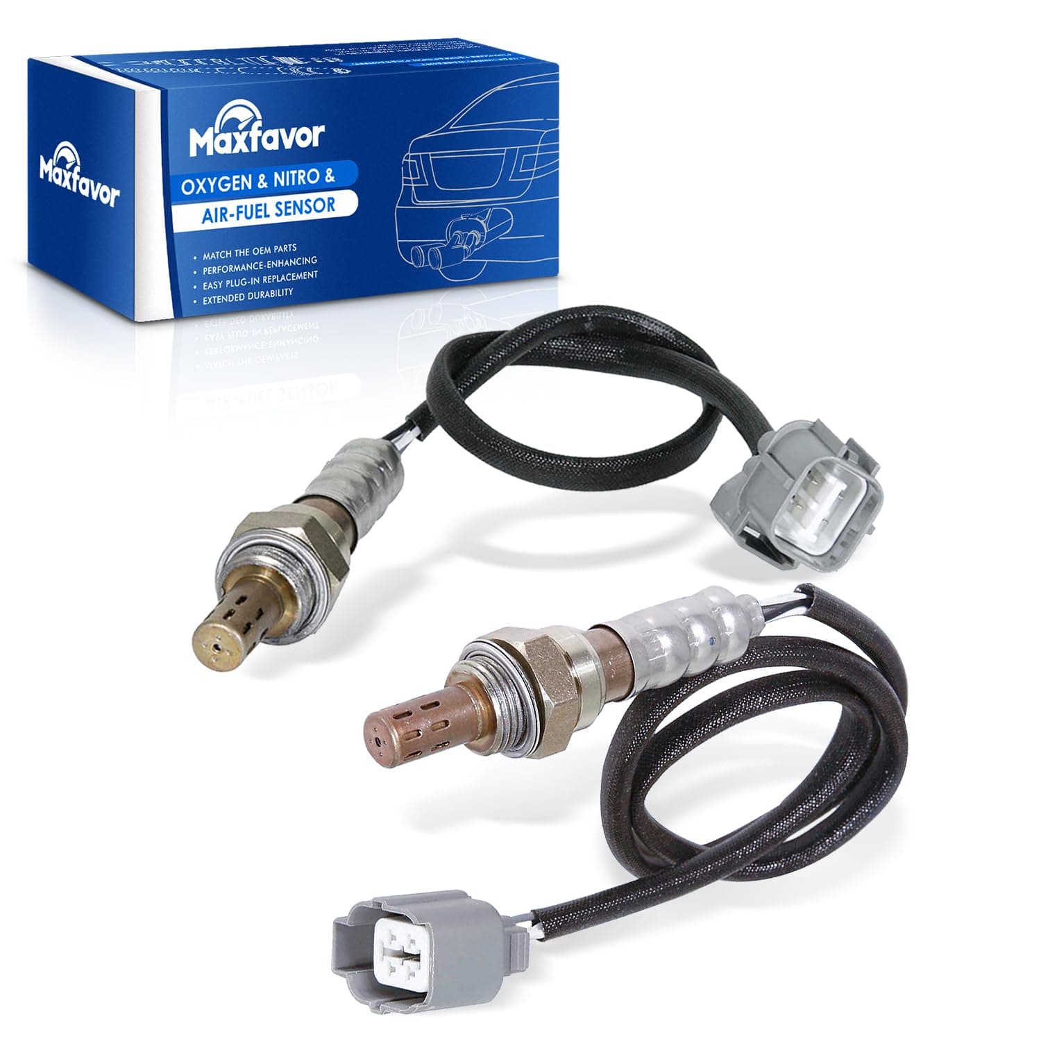 Maxfavor 2Pcs Oxygen Sensor Direct Replacement for Honda 2005 2004 2003 2002 2001 Civic 1.7L O2 Sensor 234-4092 234-4123 Upstream Downstream 02 Sensor（D17A7 Engine Only