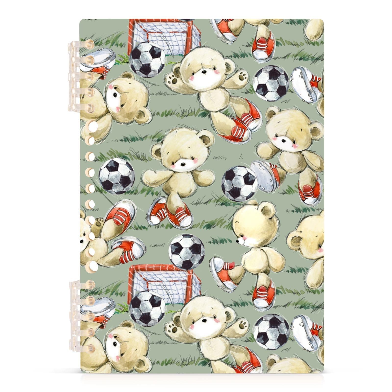 SPRIPORT Cutebear Football Spiral Journal Notebook for Women Men A5 Memo Notepad Sketchbook with Durable Hardcover & 60 Pages Diary Spiral Book for Journaling Notes Study School Work Boys Grils