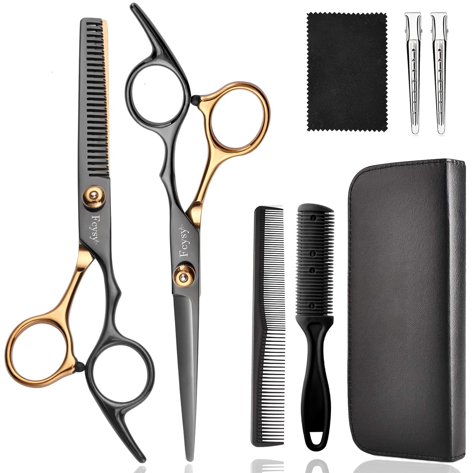 Fcysy Hair Cutting Scissors Kit, Professional Barber Shears Set With Thinning Shears, Tijeras Para Cortar Cabello Haircutting Sheers Cut Blending Salon Scissor For Men Women Pet