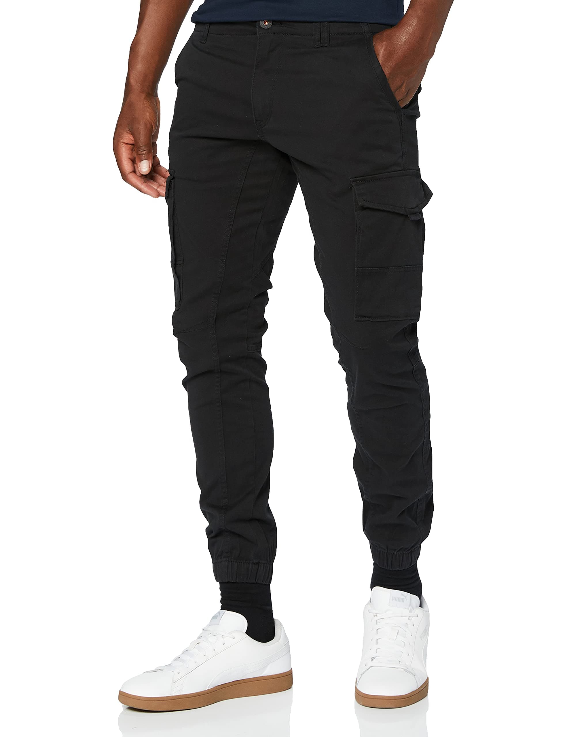 Mens Stretch Cuffed Cargo Pants Cotton