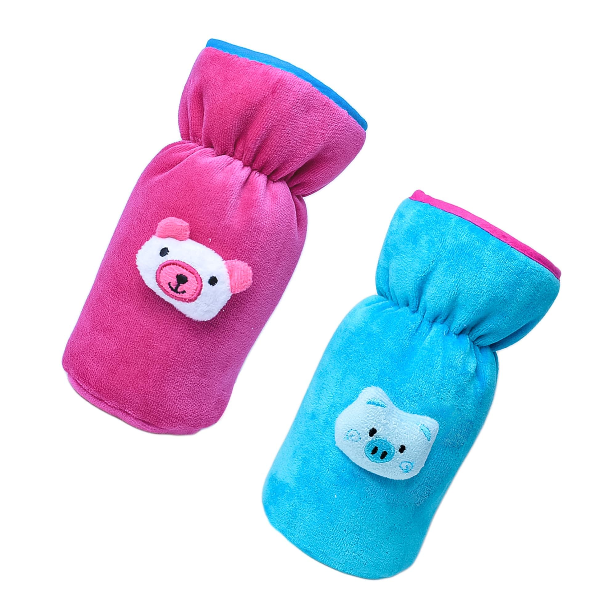 THE LITTLE LOOKERS Bottle Cover for Philips Avent/Wide Neck Feeders Soft Plush Stretchable Baby Feeding Bottle Cover with Easy to Hold Strap (Blue & Pink, Wide Neck 240-330ml/8-11oz)