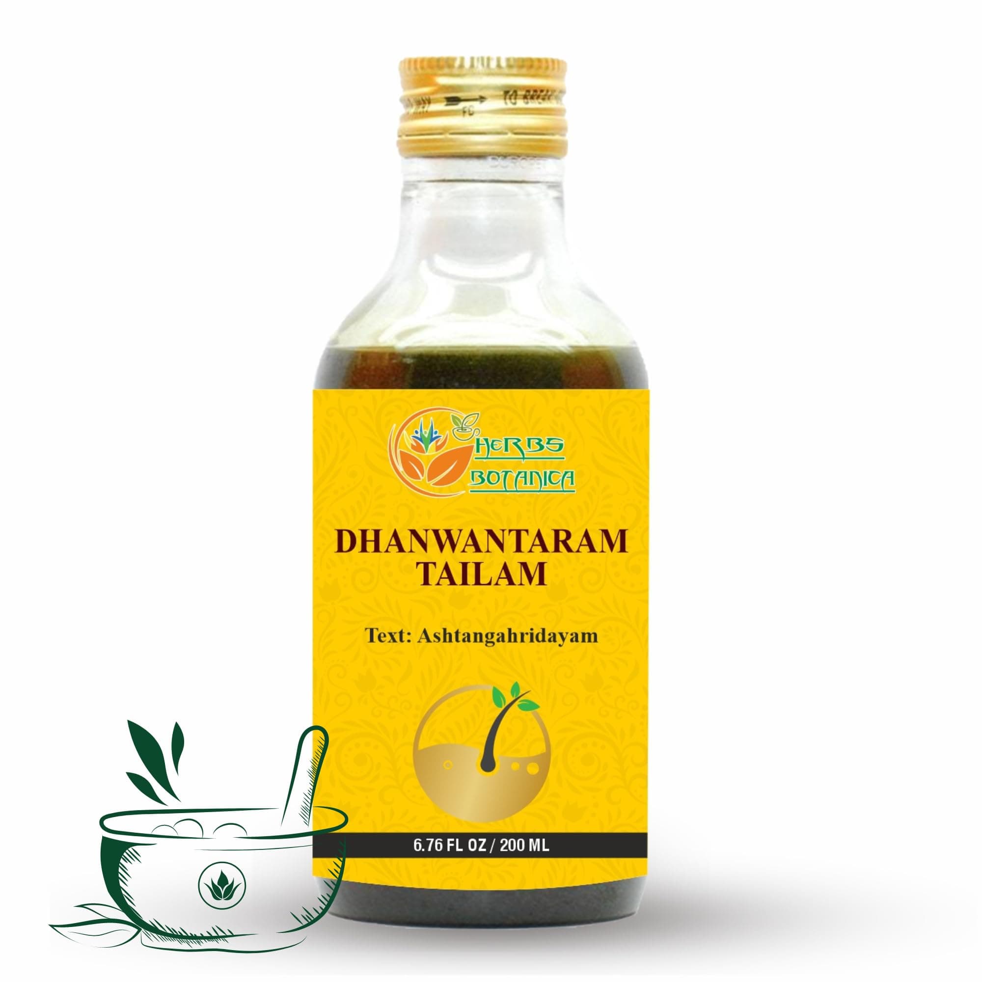 Herbs Botanica Dhanwantharam Thailam Oil for Massage Oil, Support Overall Relaxation, Prevent Stretch Marks, Moisturizes Skin, Natural Strength After Delivery 200 Ml
