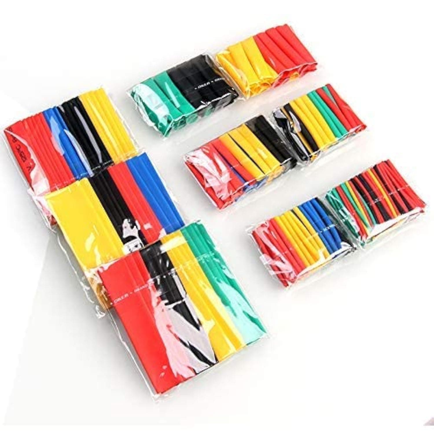 Rpi Shop Polyolefin Heat Shrink Tube, Insulated Wire Cable Sleeving Wrap, 7 Different Cut Size Without Box - Multicolour, 130 Pieces