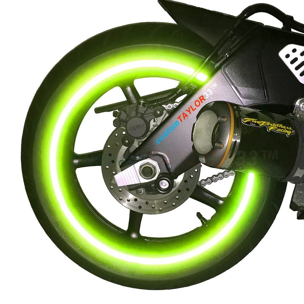 customTAYLOR33 New Special Edition Lime Green High Intensity Grade Reflective Copyrighted Safety Rim Tapes, 17"/18" (Combination Rim Size)