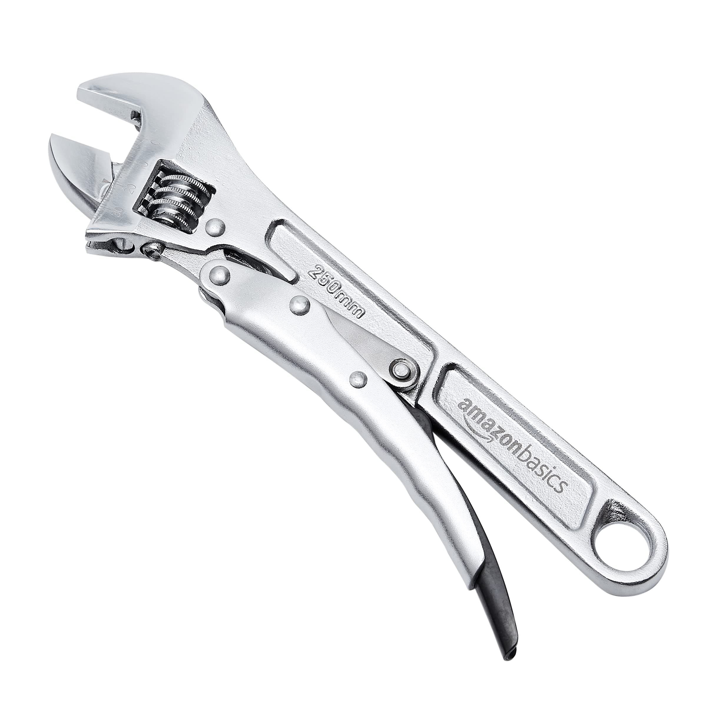 Amazon Basics 10 inch Locking Adjustable Wrench, Precision Machined, Rust Resistant, 2.7 inch x 0.75 inch