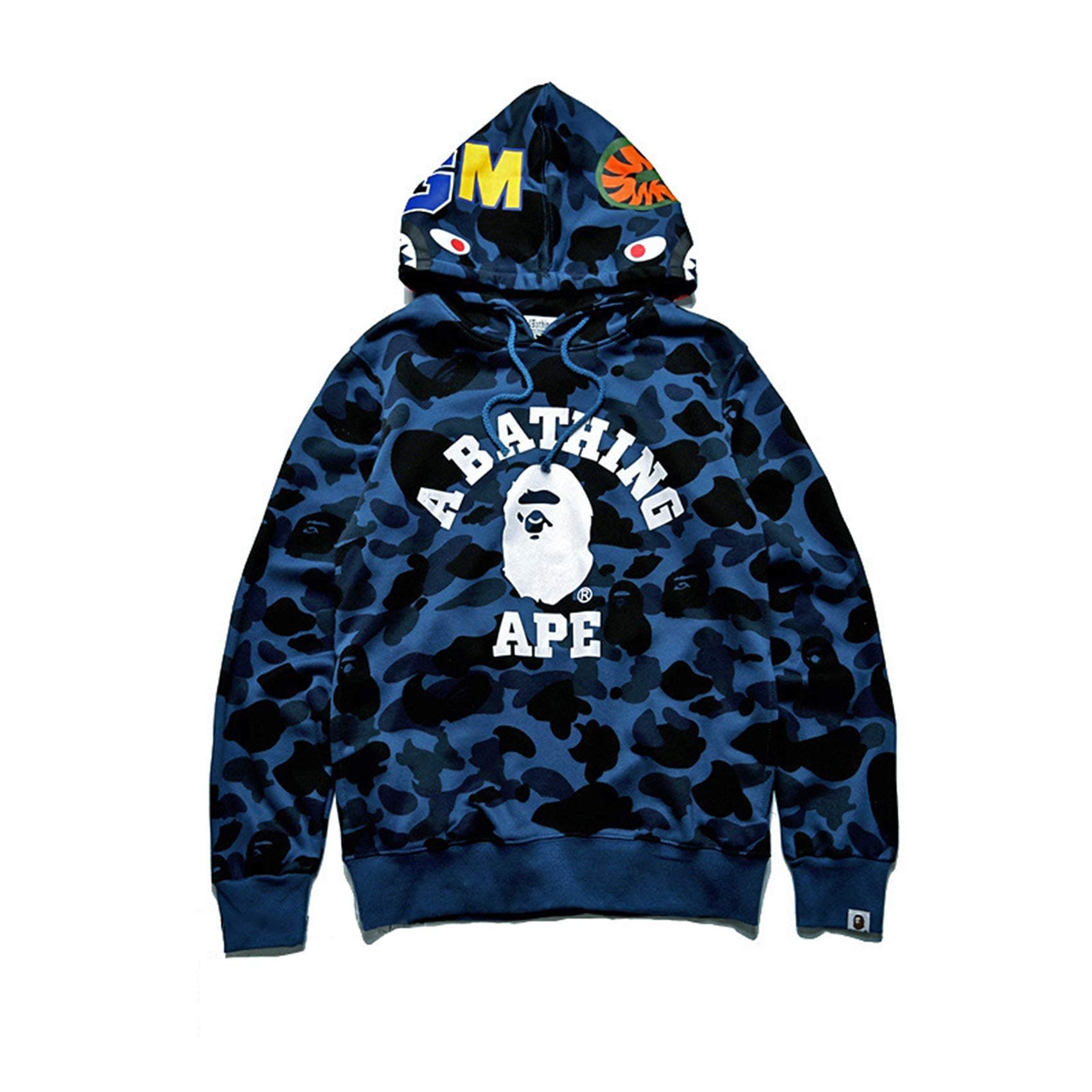 Unisex Shark Jaw Camo Full Zipper Hoodie Shark Jaw Hoodies Ape Blue S