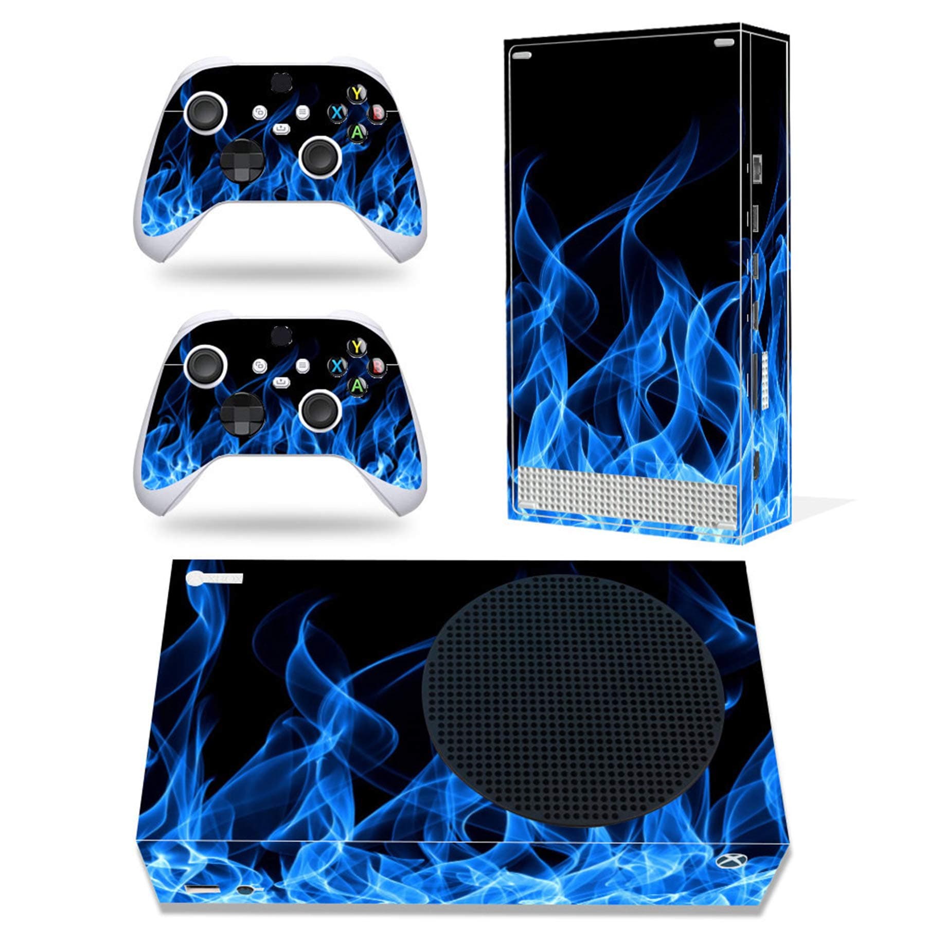 Skin for Xbox Series S, Whole Body Vinyl Decal Protective Cover Wrap Sticker for Xbox Series S Console and Wireless Controller (Xbox series S, blue fire)