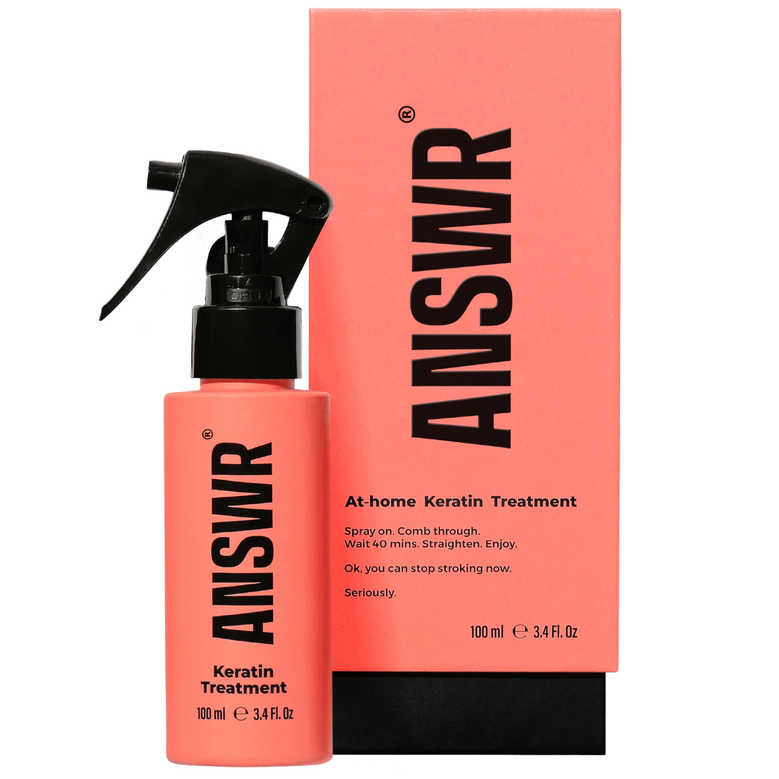 ANSWR Keratin Hair Treatment – At-home Salon Quality Keratin Smoothing Treatment for all Hair Types – Anti Frizz Hair Product – 100% Vegan – 100ml spray bottle for hair
