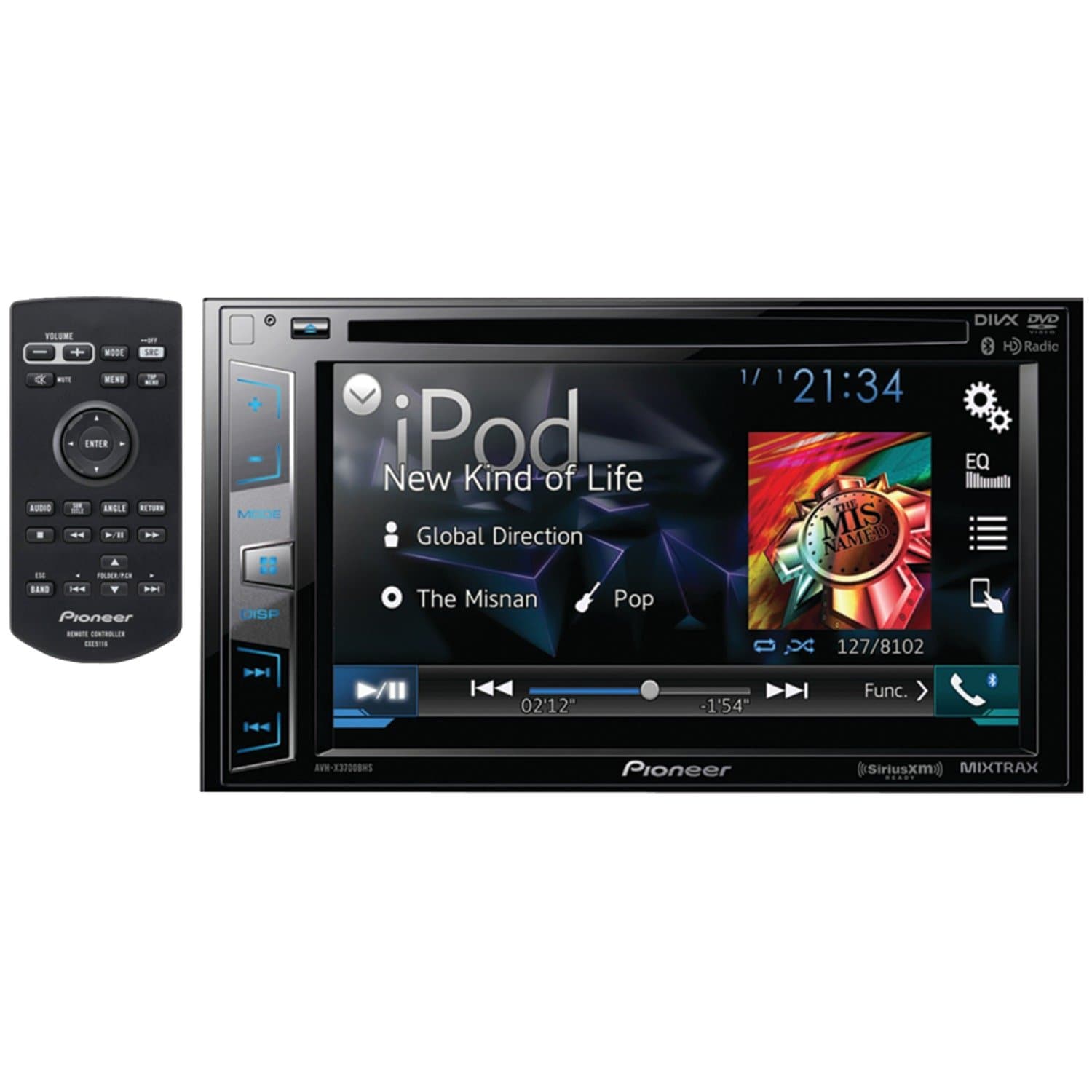 Pioneer AVH-X3700BHS in-Dash DVD Receiver with 6.2" Display, Bluetooth, SiriusXM-Ready, HD Radio