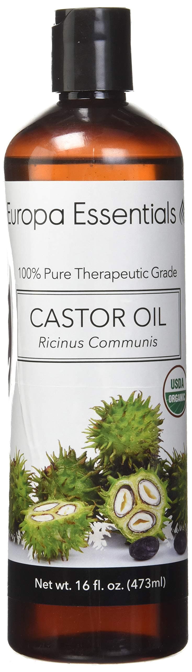 Europa Essentials 100% Pure Organic Undiluted Castor Oil, Therapeutic Grade Multi-Use Carrier Oil for Essential Oils, 16oz