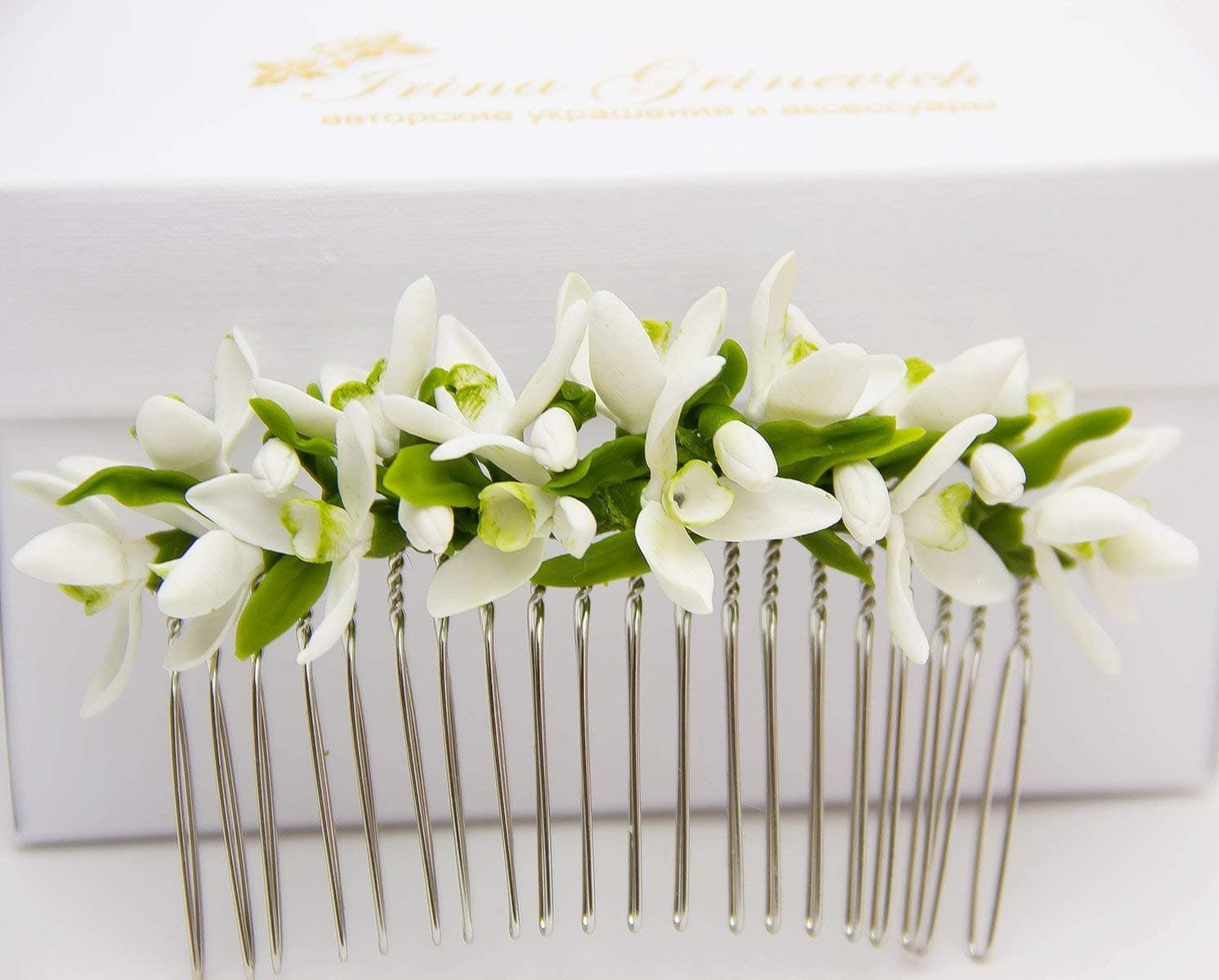White Wedding Hair Comb Snowdrop Flowers Headpieces Romantic Gift Women Bridal Floral Barrettes Rustik