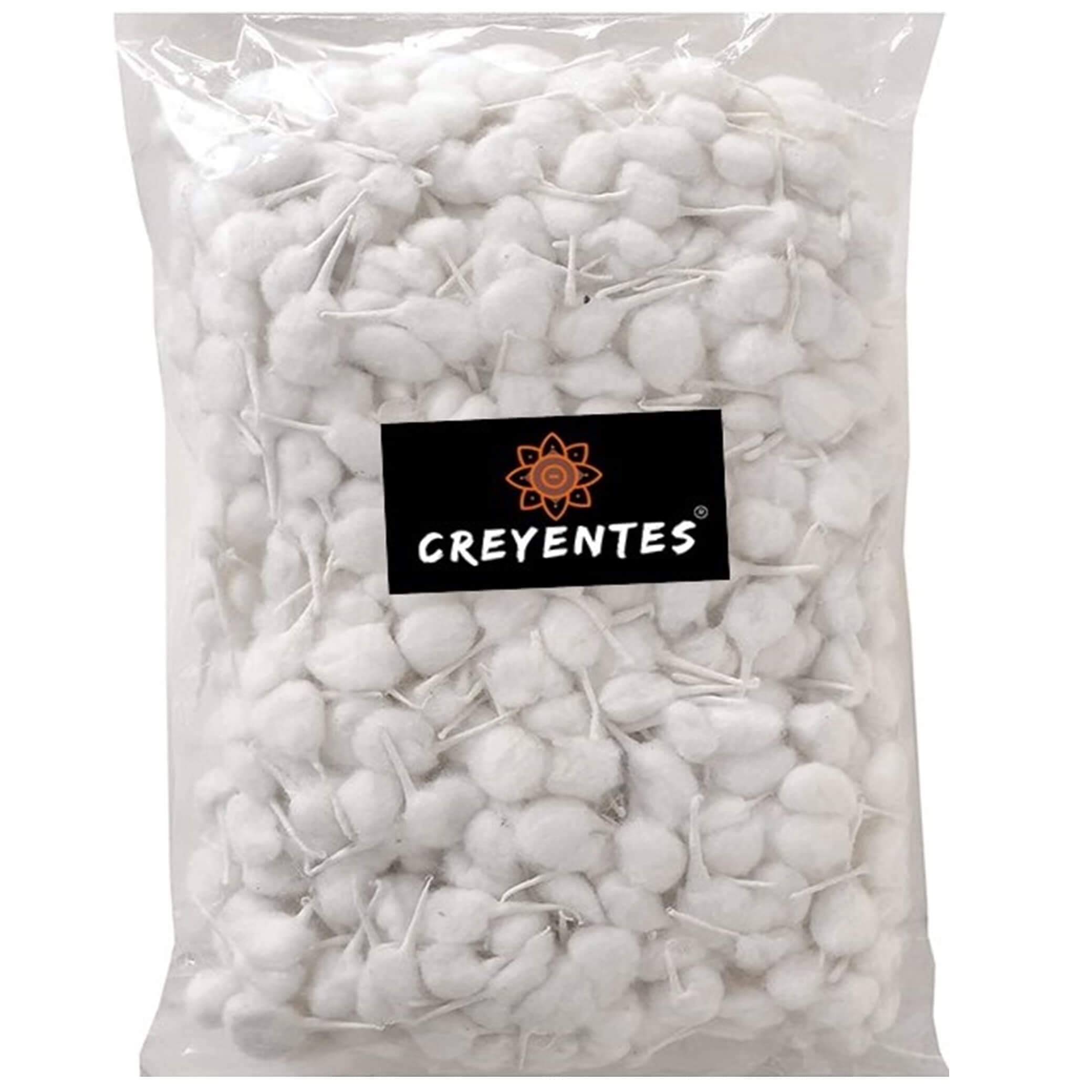 CREYENTES® Wicks for Pooja Cotton- Rui Phool Vaat White Color Pack of 500, GOL Batti Wicks for Pooja Aarti Navratri, Deepam Vathulu Puvvu Items Wicks, Home Décor Meditation. Handmade.