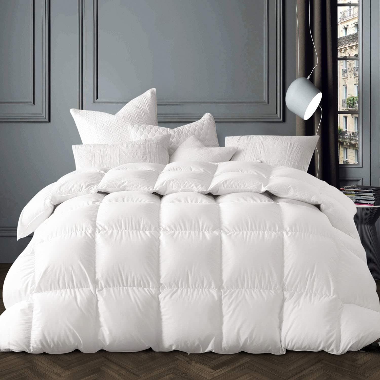 Winter White Goose Down Comforter King Size,Down Duvet Insert, 800 Fill Power, 420 Thread Count,Ultra Soft Noiseless Shell with Corner Tabs, White