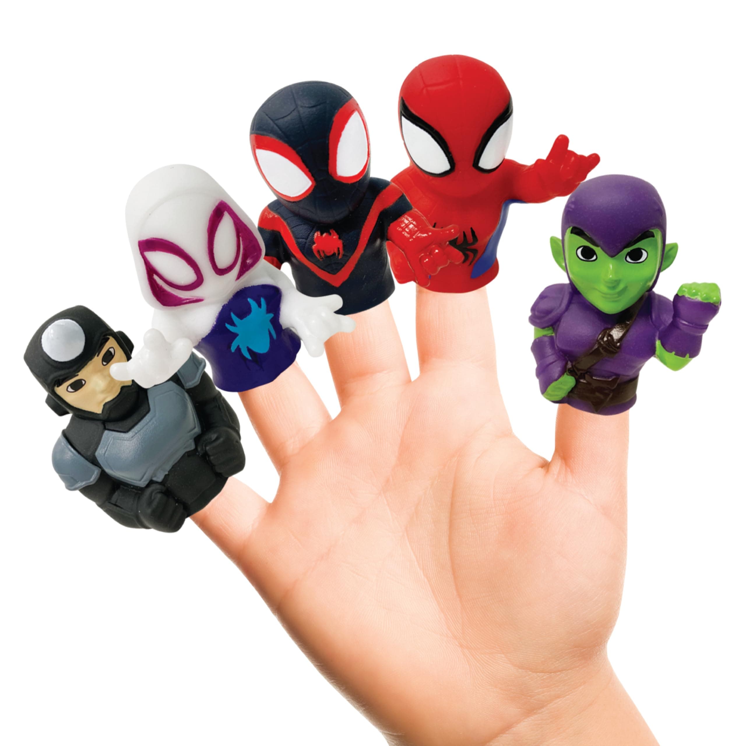 Spidey and His Amazing Friends 5 Piece Finger Puppet Set - Bath Toys, Party Favors, 1.0 Count, 0.145 pounds