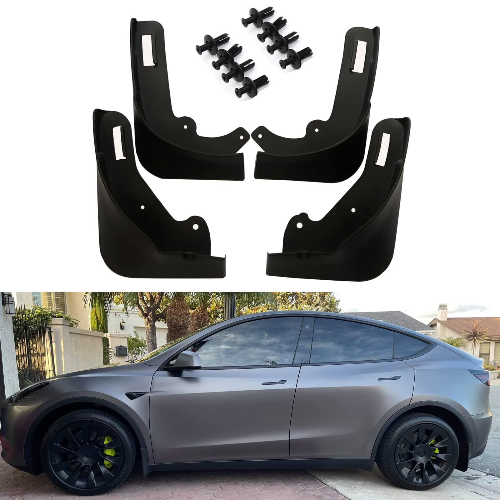 Car Mud Flaps Compatible with Tesla Model Y 2025 2024 2023 2022 2021 Splash Guards Mudguard Mudflaps Car Accessories, No Need to Drill Holes(Set of 4)